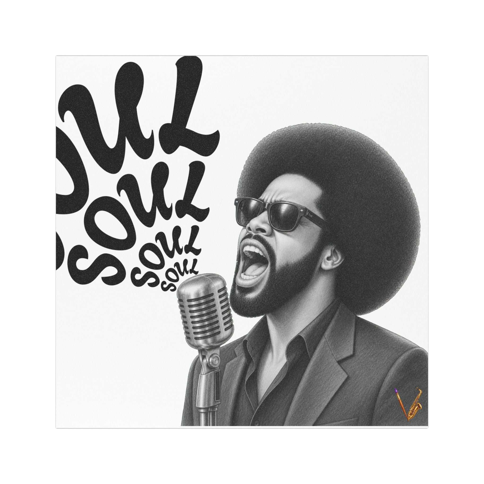 Soul Singer black and white vinyl car magnet – view 2