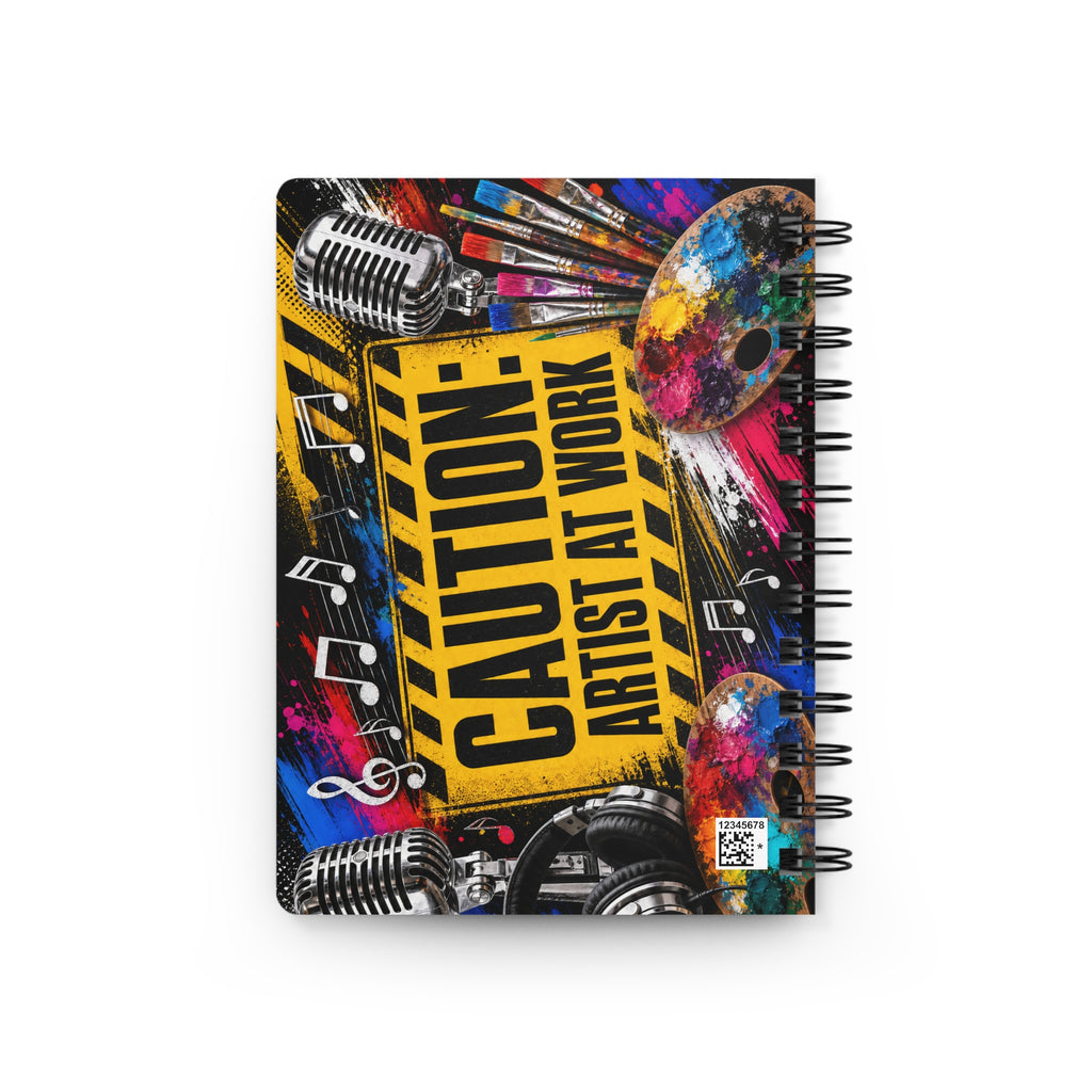 Caution Artist at Work lined journal interior
