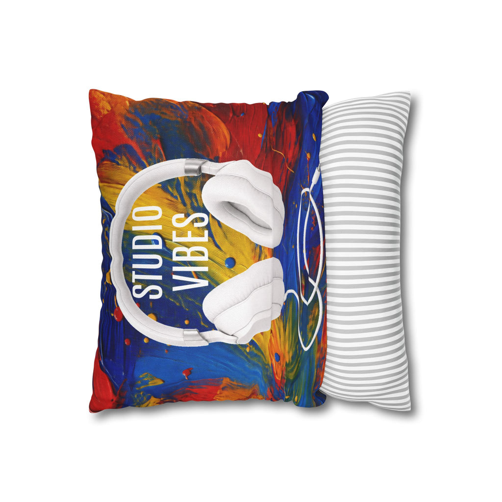 Studio Vibes colorful headphone throw pillow cover