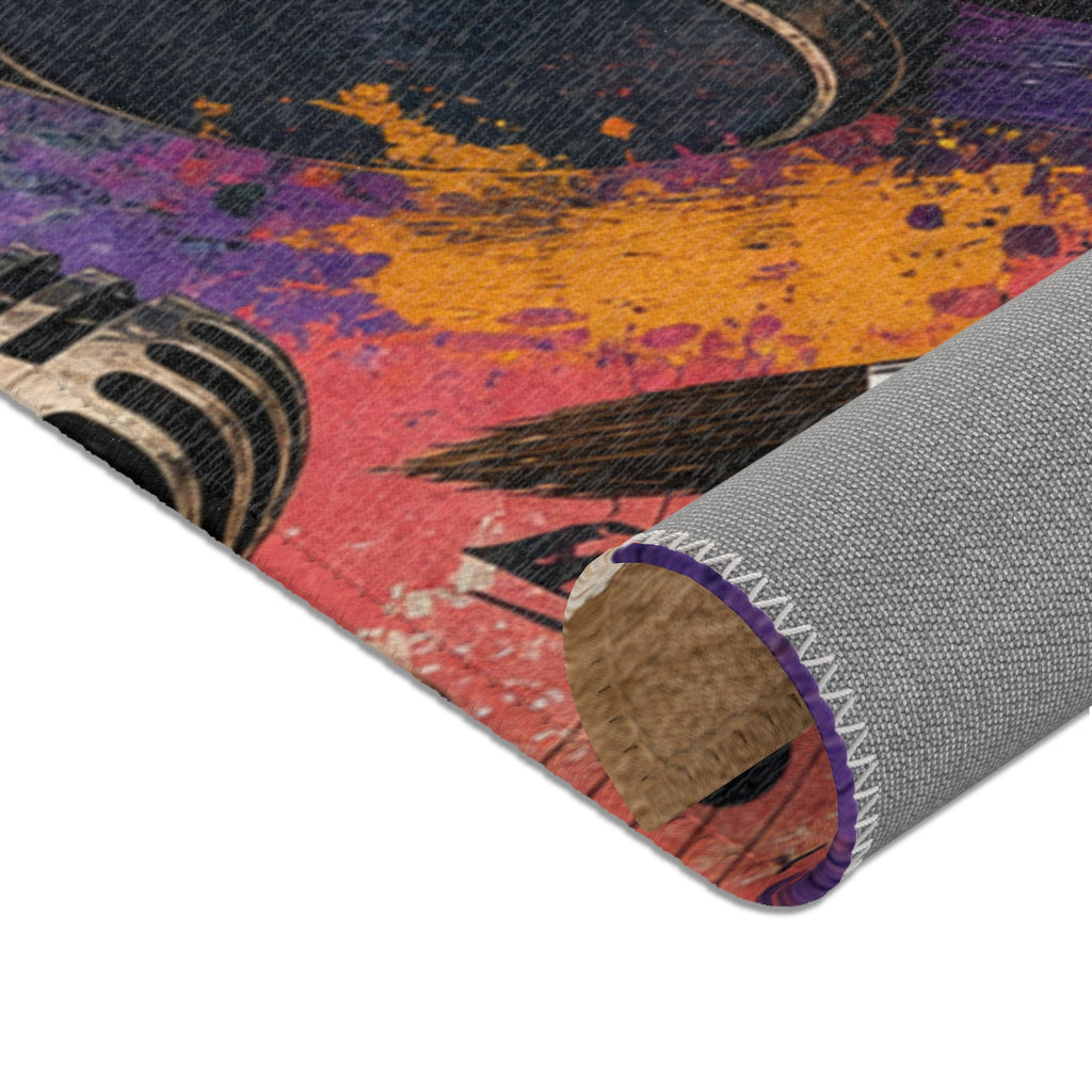 Music and art chenille area rug