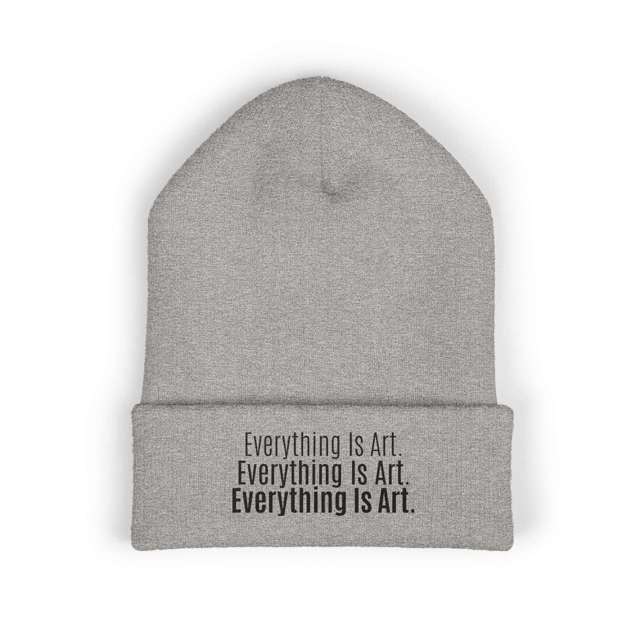 Everything Is Art cuffed beanie with black lettering – view 6