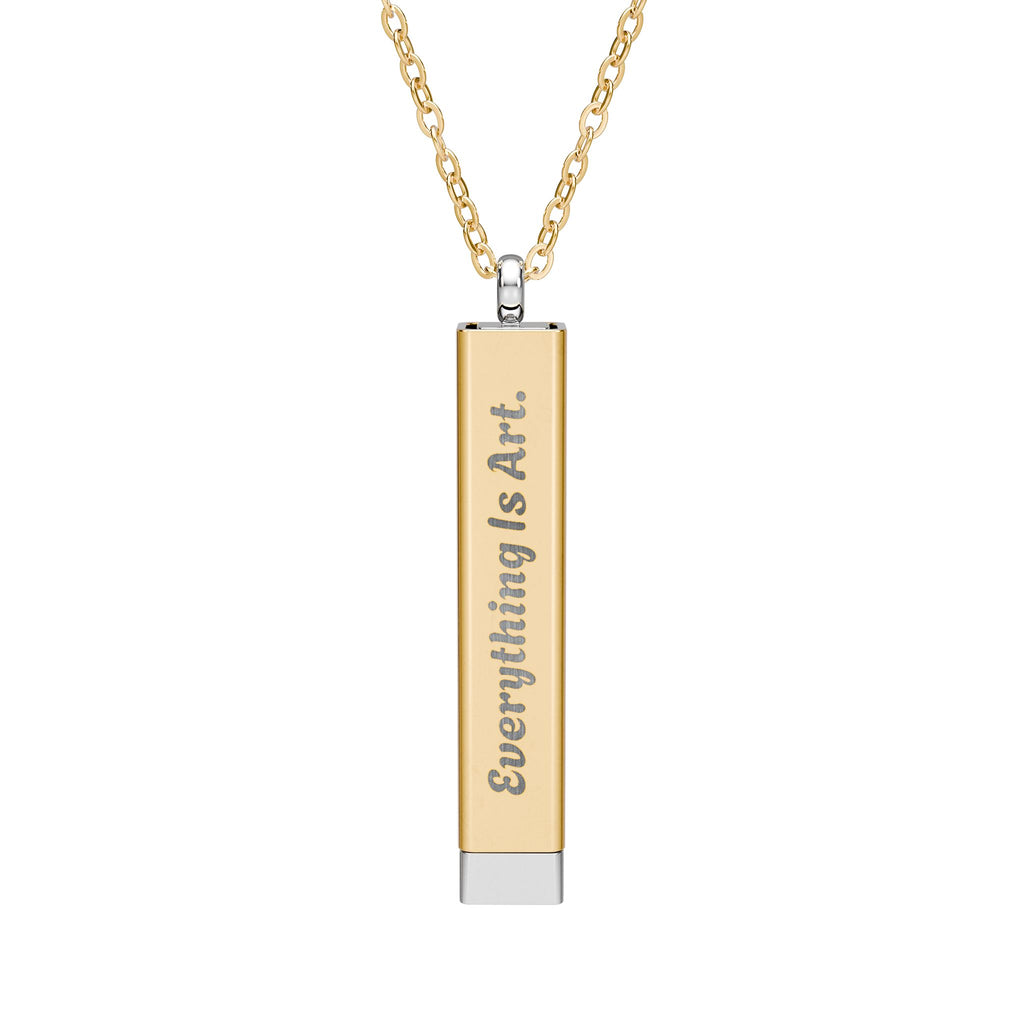 Everything Is Art hidden message bar necklace
