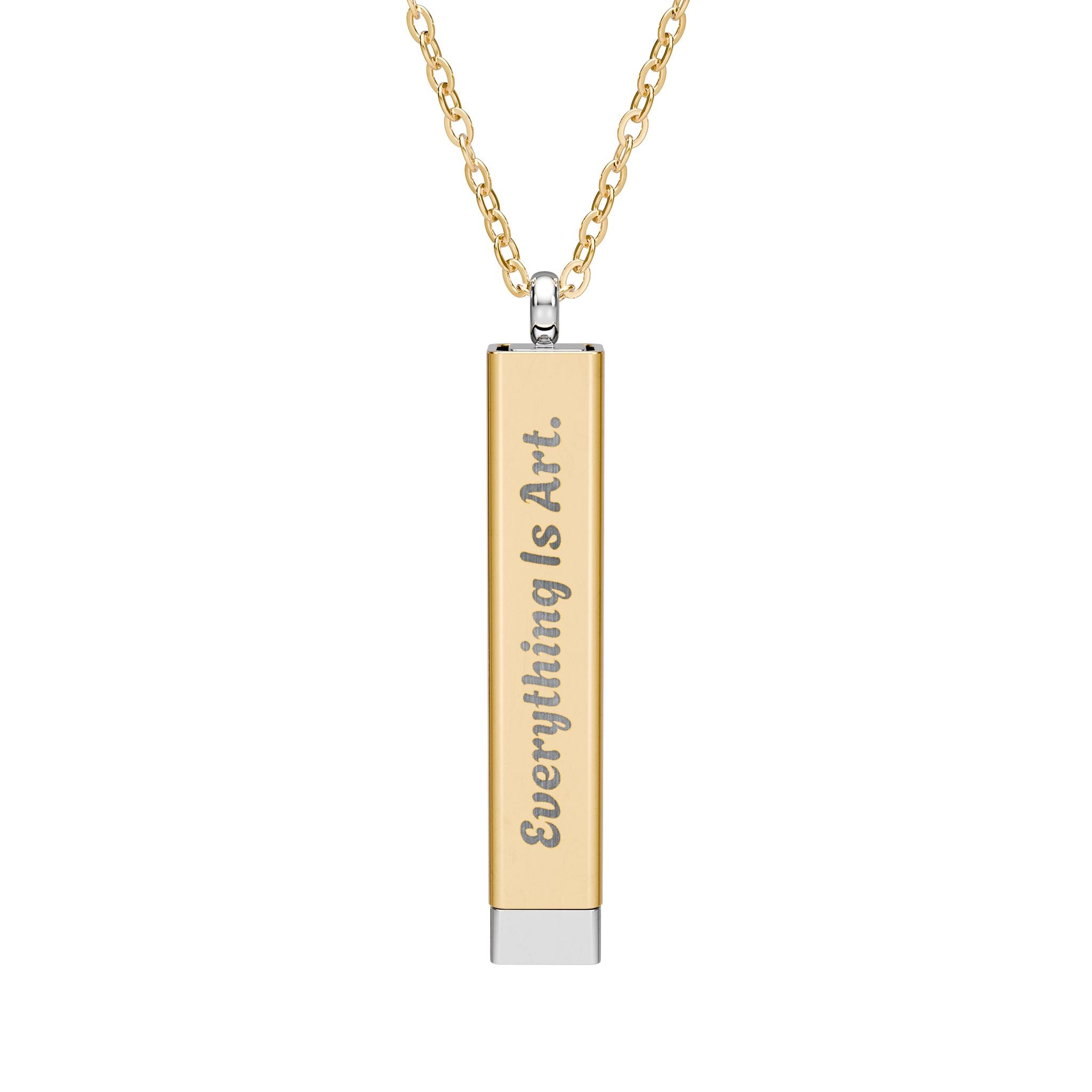 Everything Is Art hidden message bar necklace