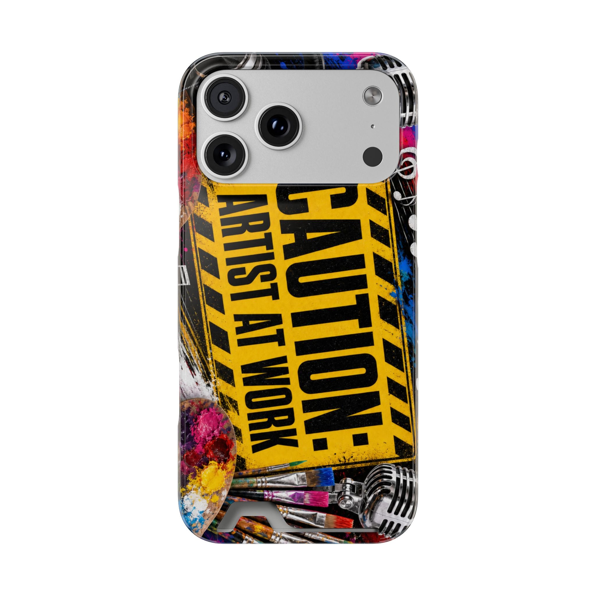 Caution Artist at Work phone case with card holder – view 26