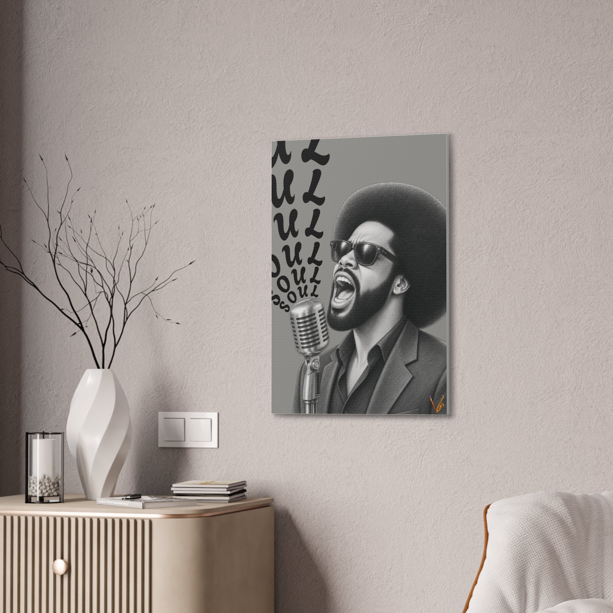 Soul singer monochrome canvas wall art