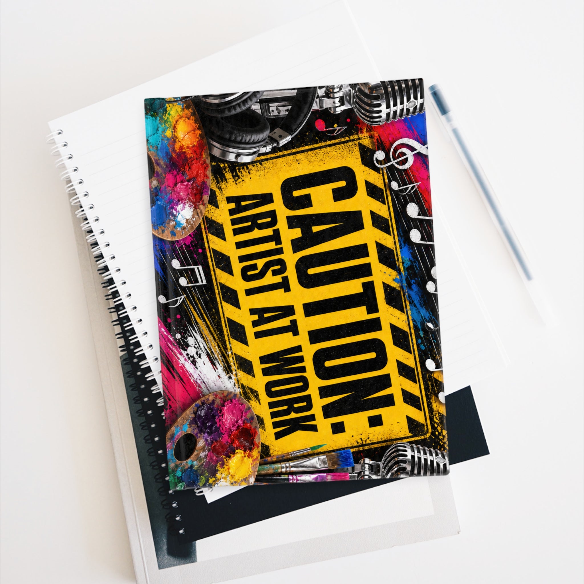 Caution Artist at Work journal lifestyle view