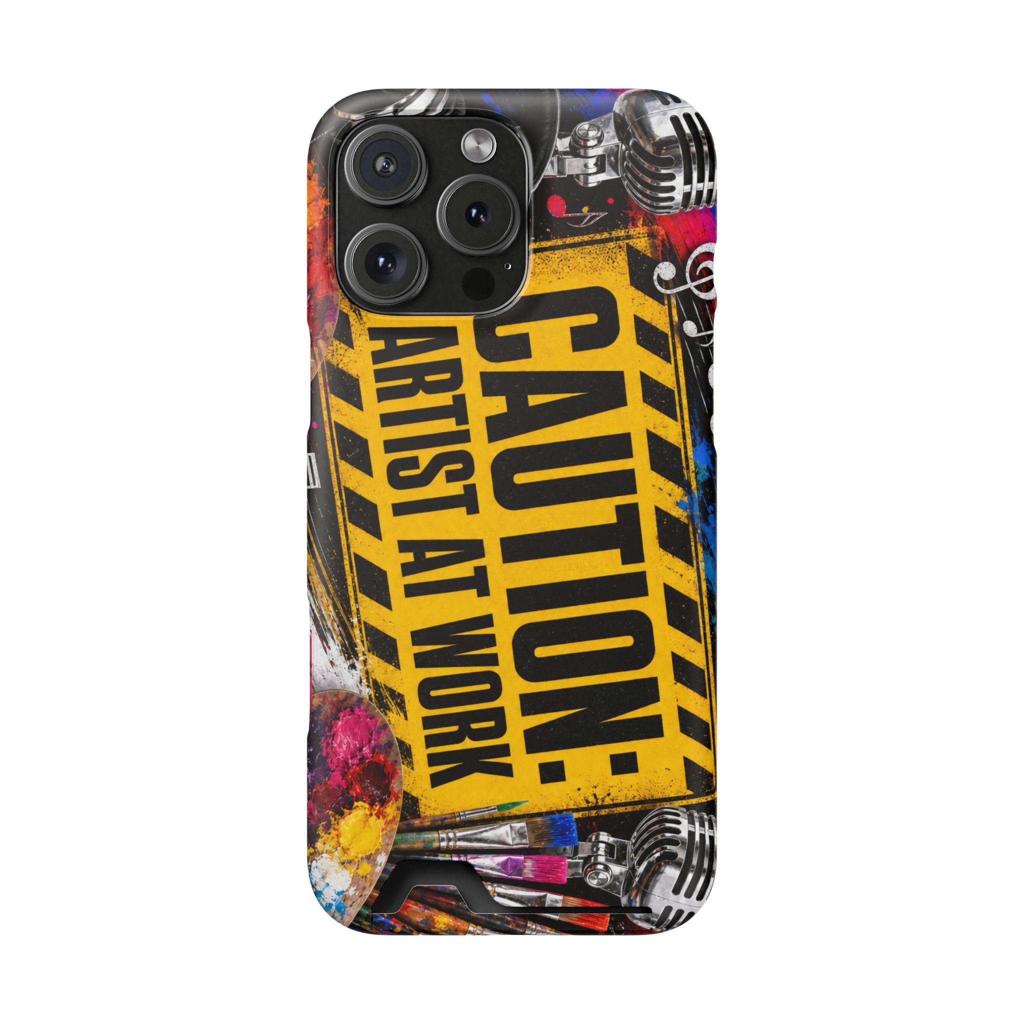 Caution Artist at Work phone case with card holder – view 50