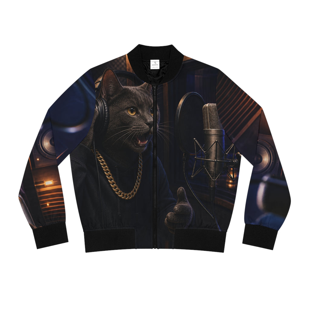 Women’s Studio Cat Music Producer Bomber Jacket – product image 1