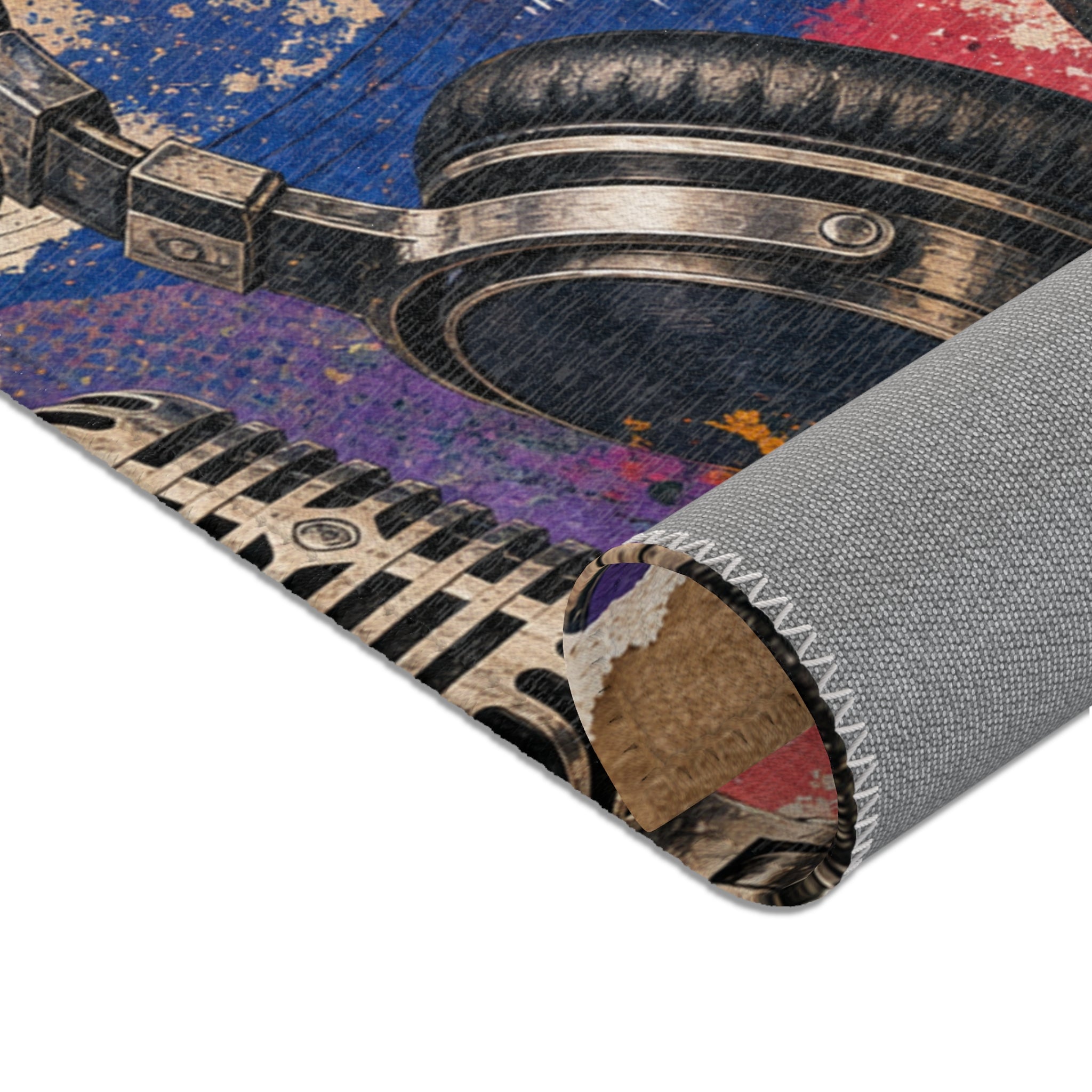 Music and art chenille area rug