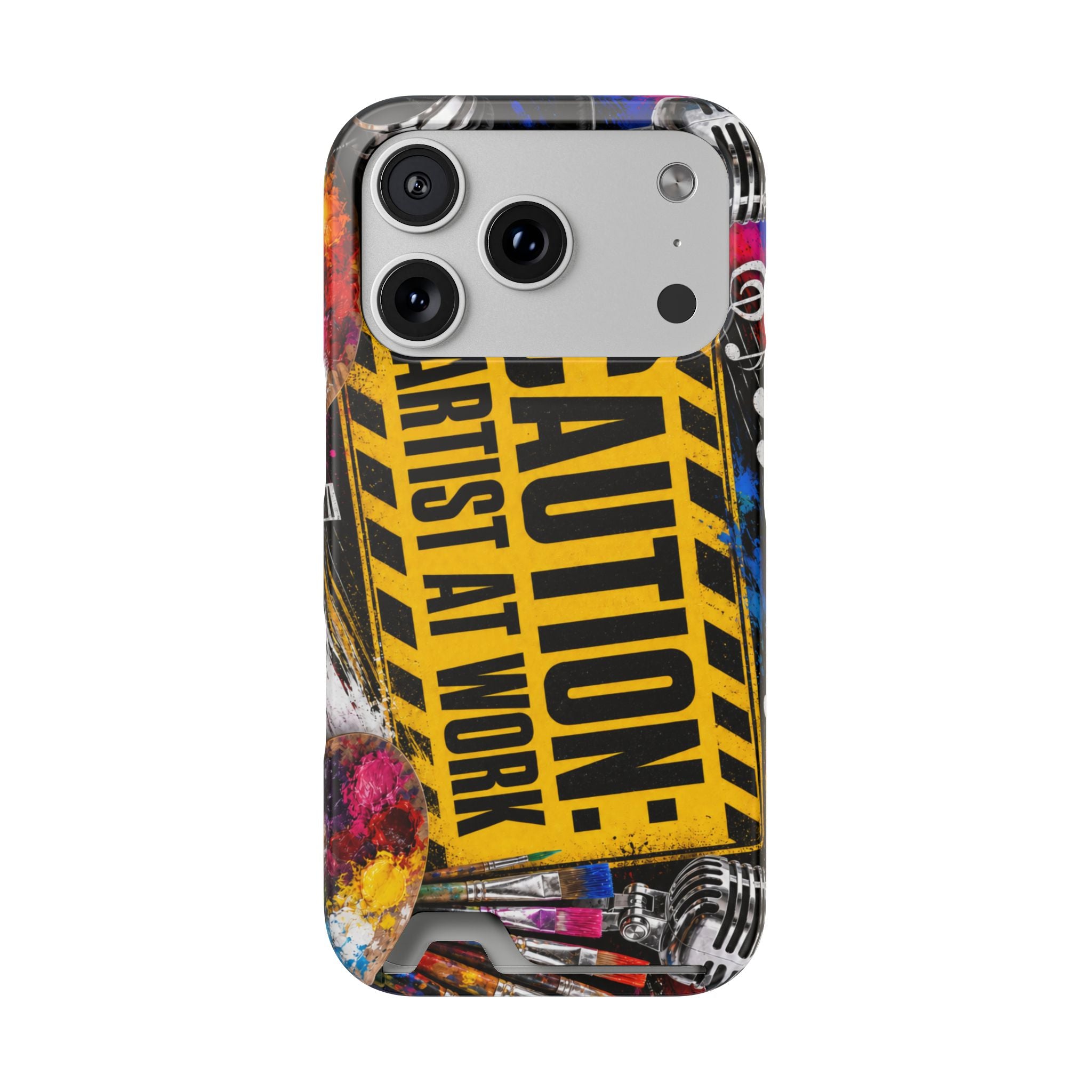 Caution Artist at Work phone case with card holder – view 21