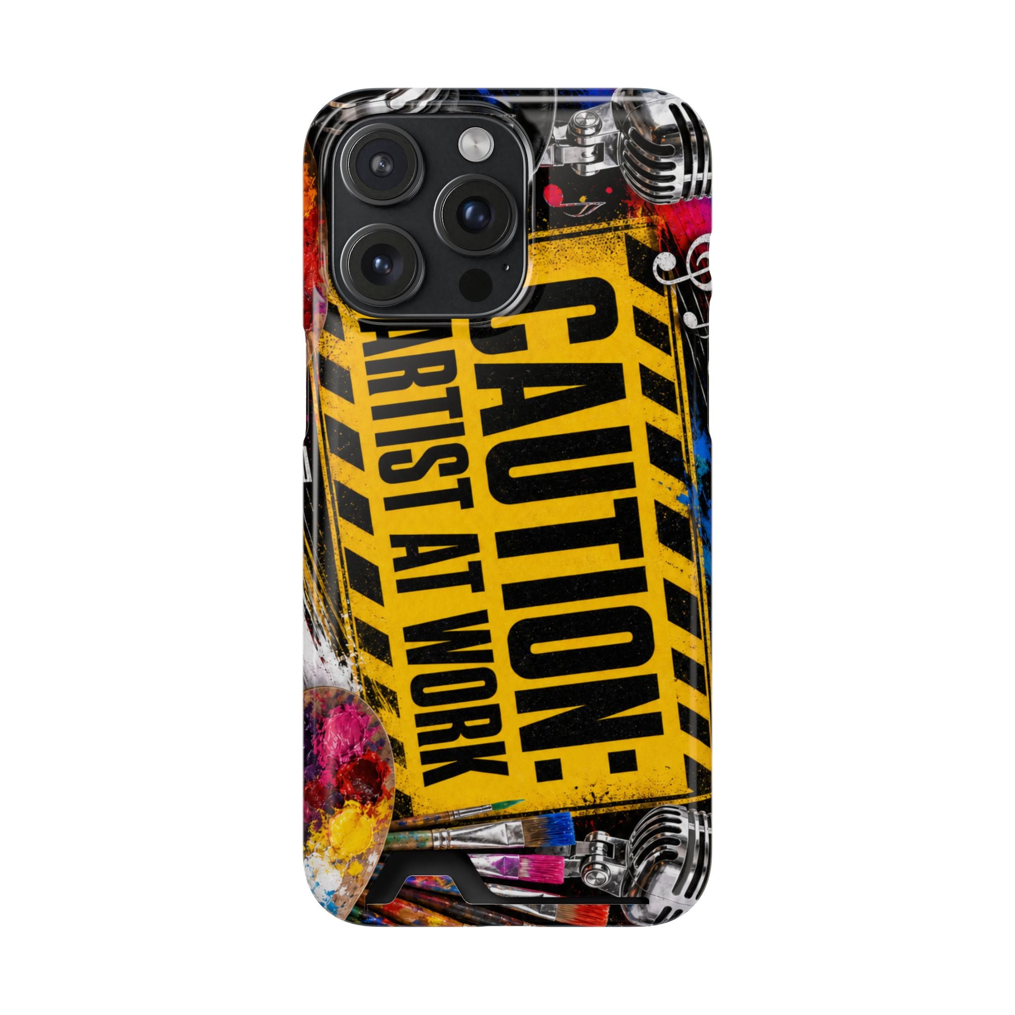Caution Artist at Work phone case with card holder – view 41