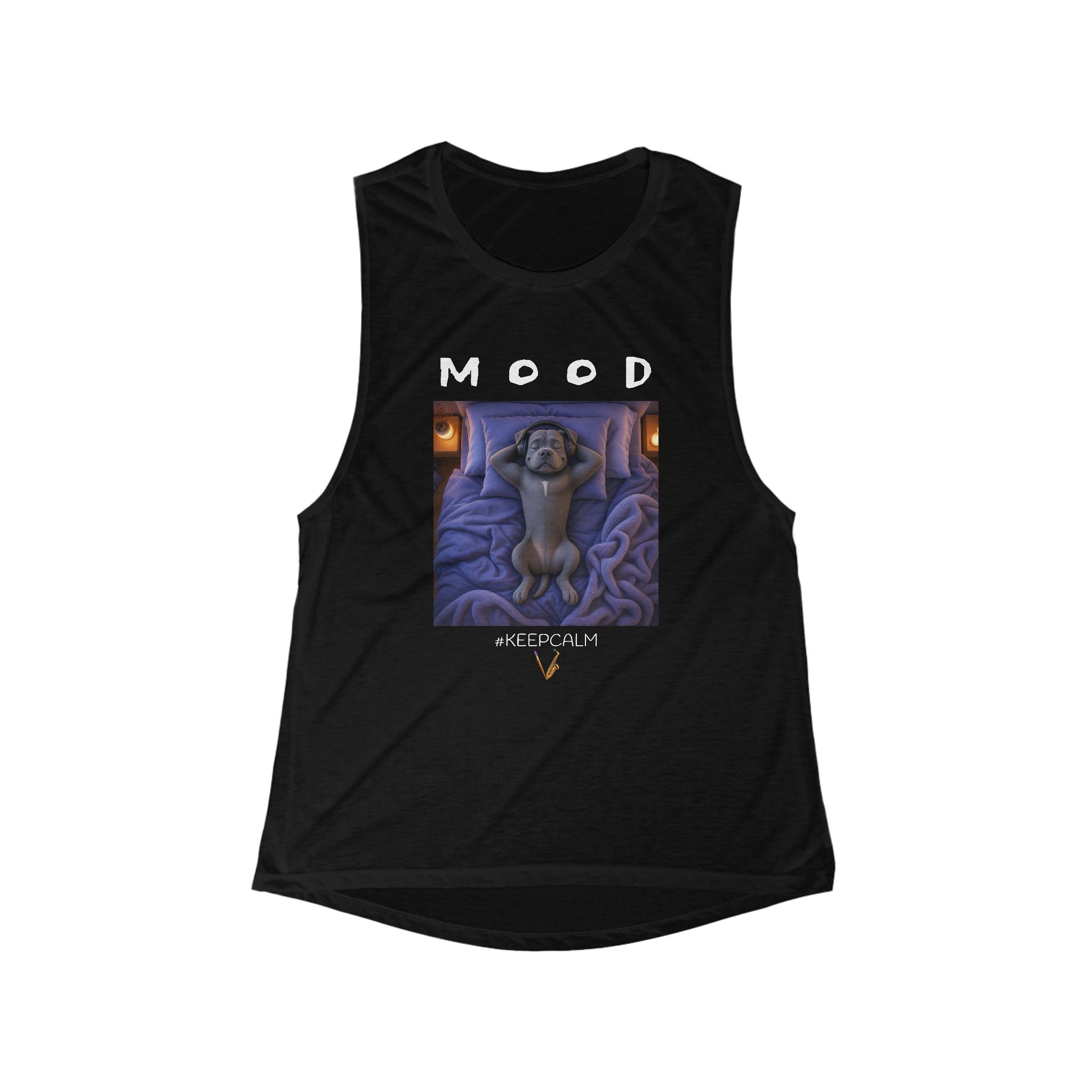 Women's Mood dog graphic flowy muscle tank top – view 2