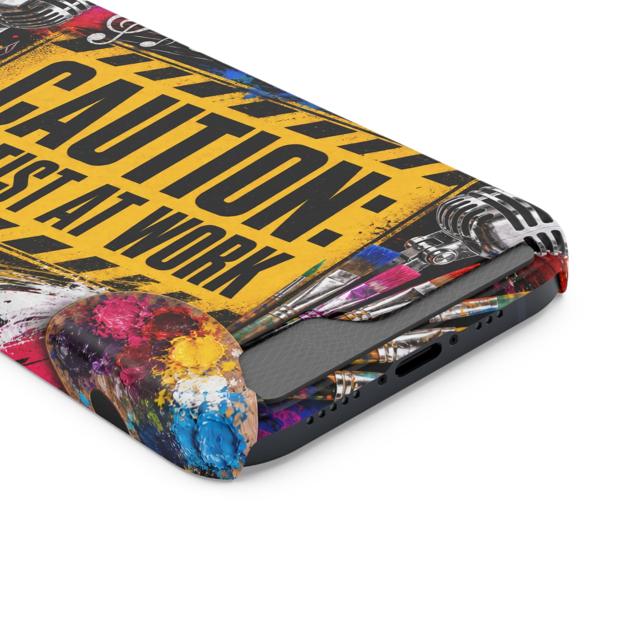 Caution Artist at Work phone case with card holder – view 63