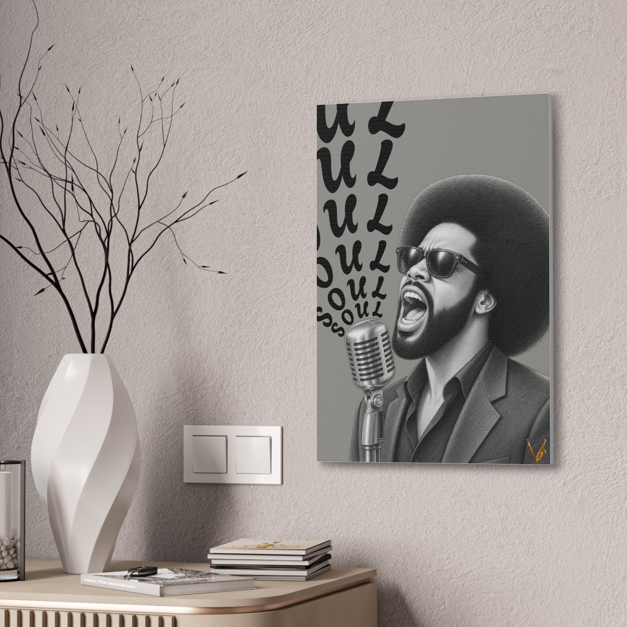Soul singer monochrome canvas wall art