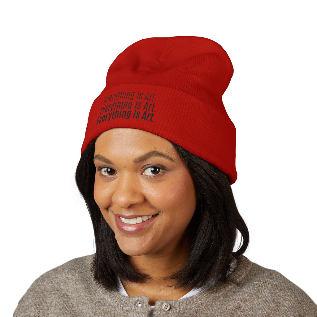 Everything Is Art cuffed beanie with black lettering – view 27