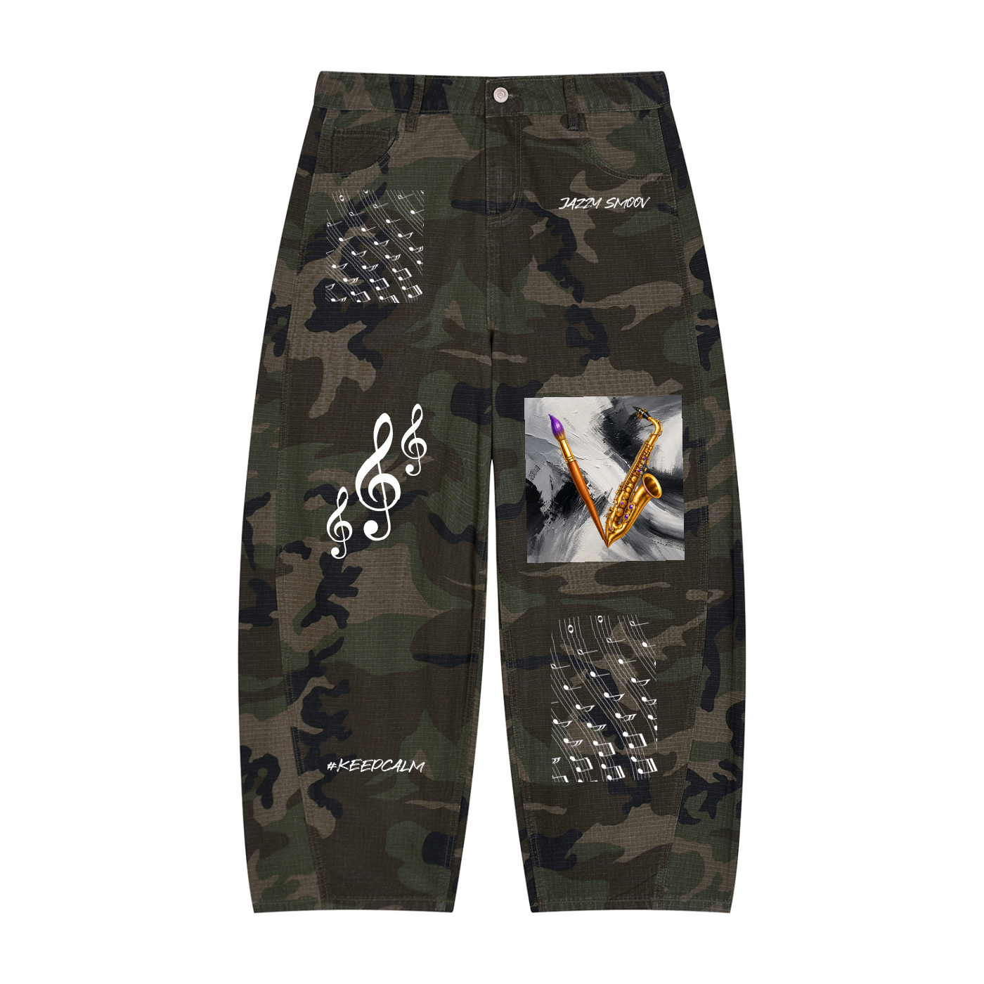 Art Camo Barrel-Leg Cargo Pants – product image 1