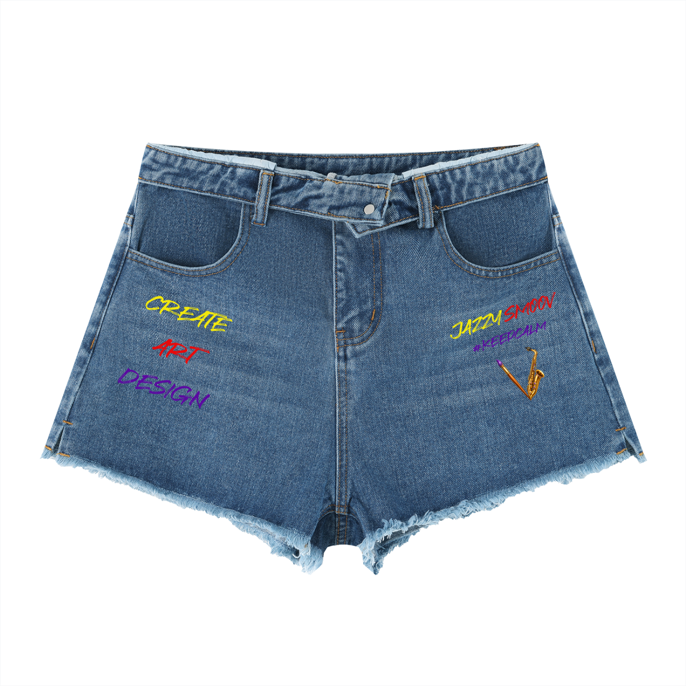 Women’s Create Art Design High-Rise Denim Shorts – product image 3