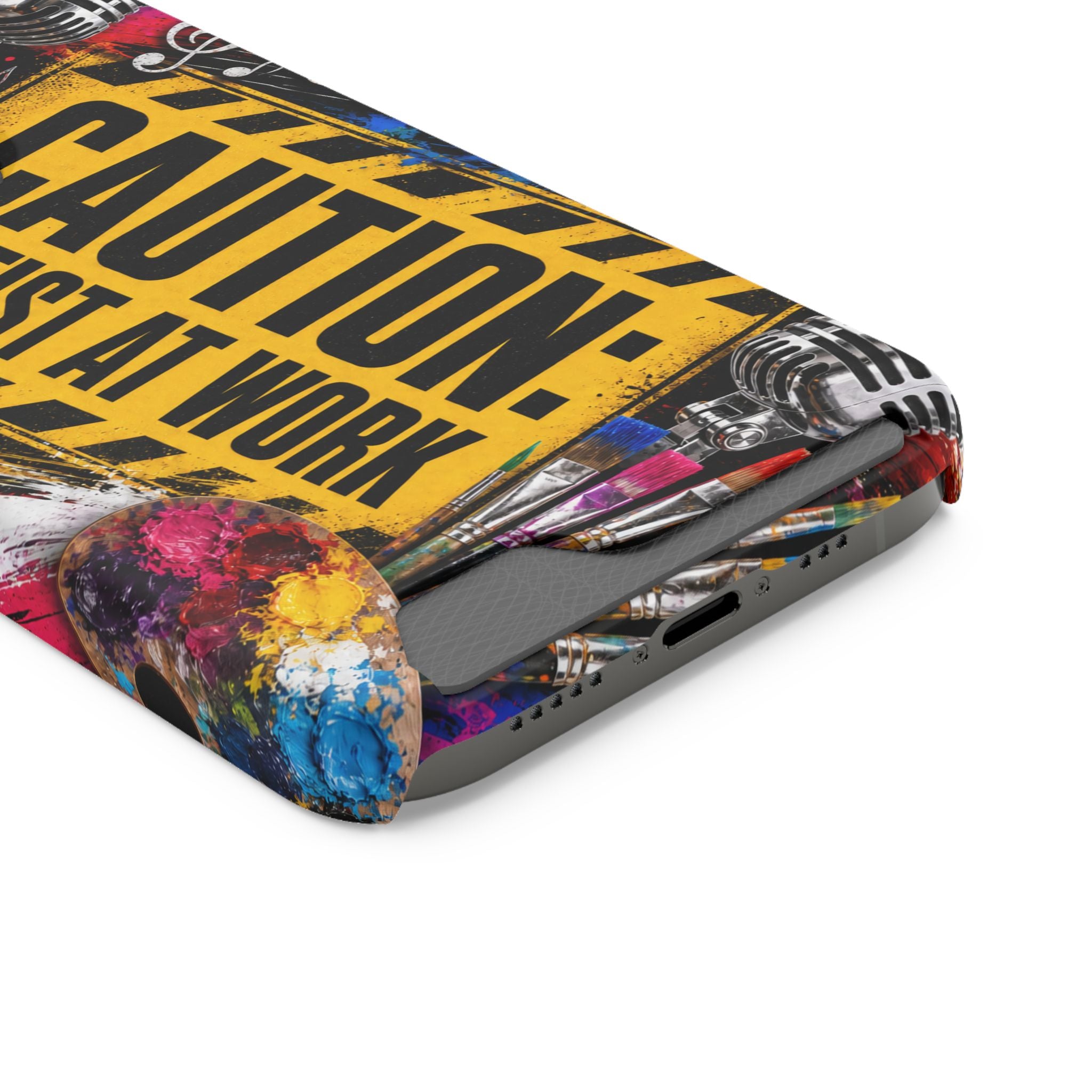 Caution Artist at Work phone case with card holder – view 73