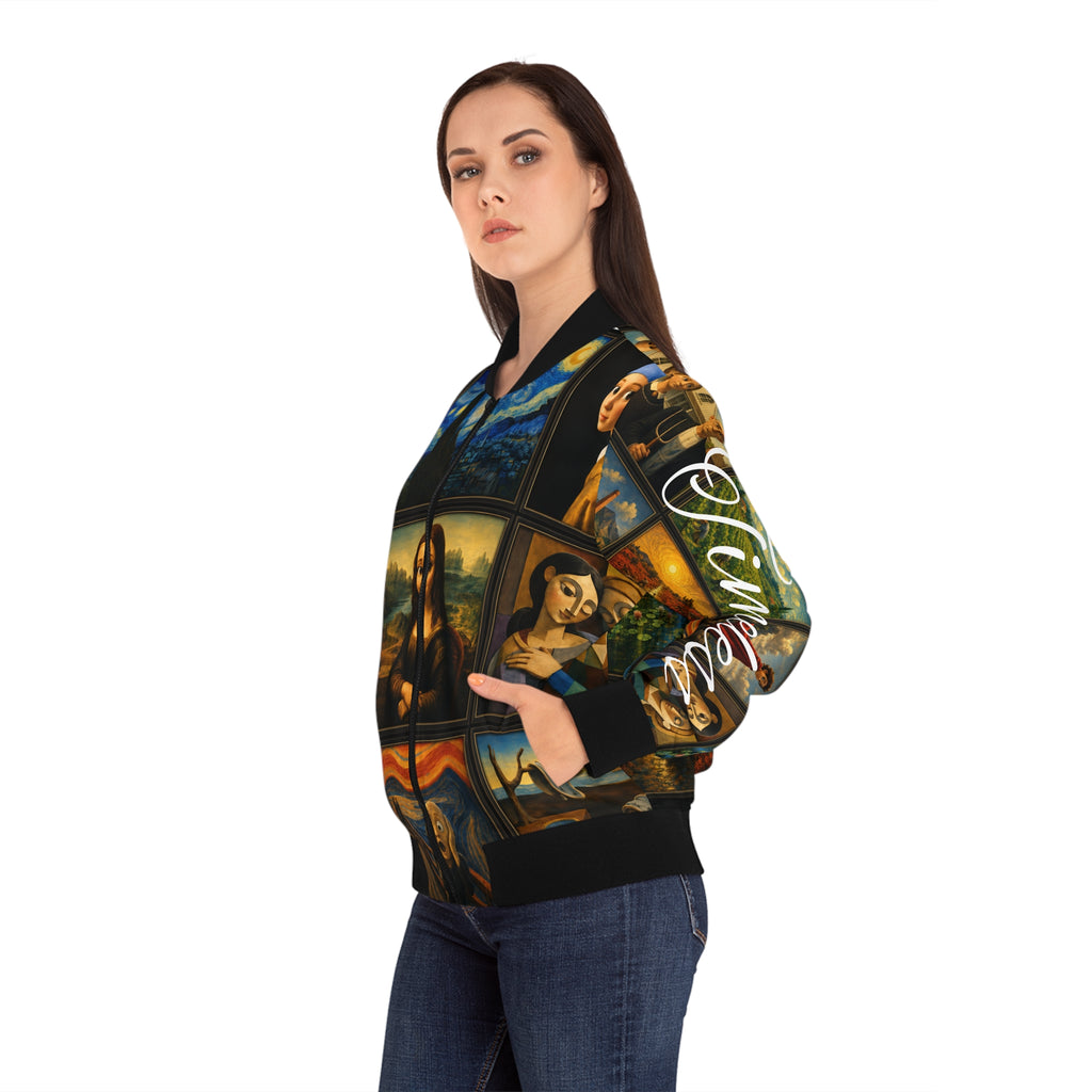 Women’s Art Is Timeless Museum Collage Bomber Jacket – product image 6