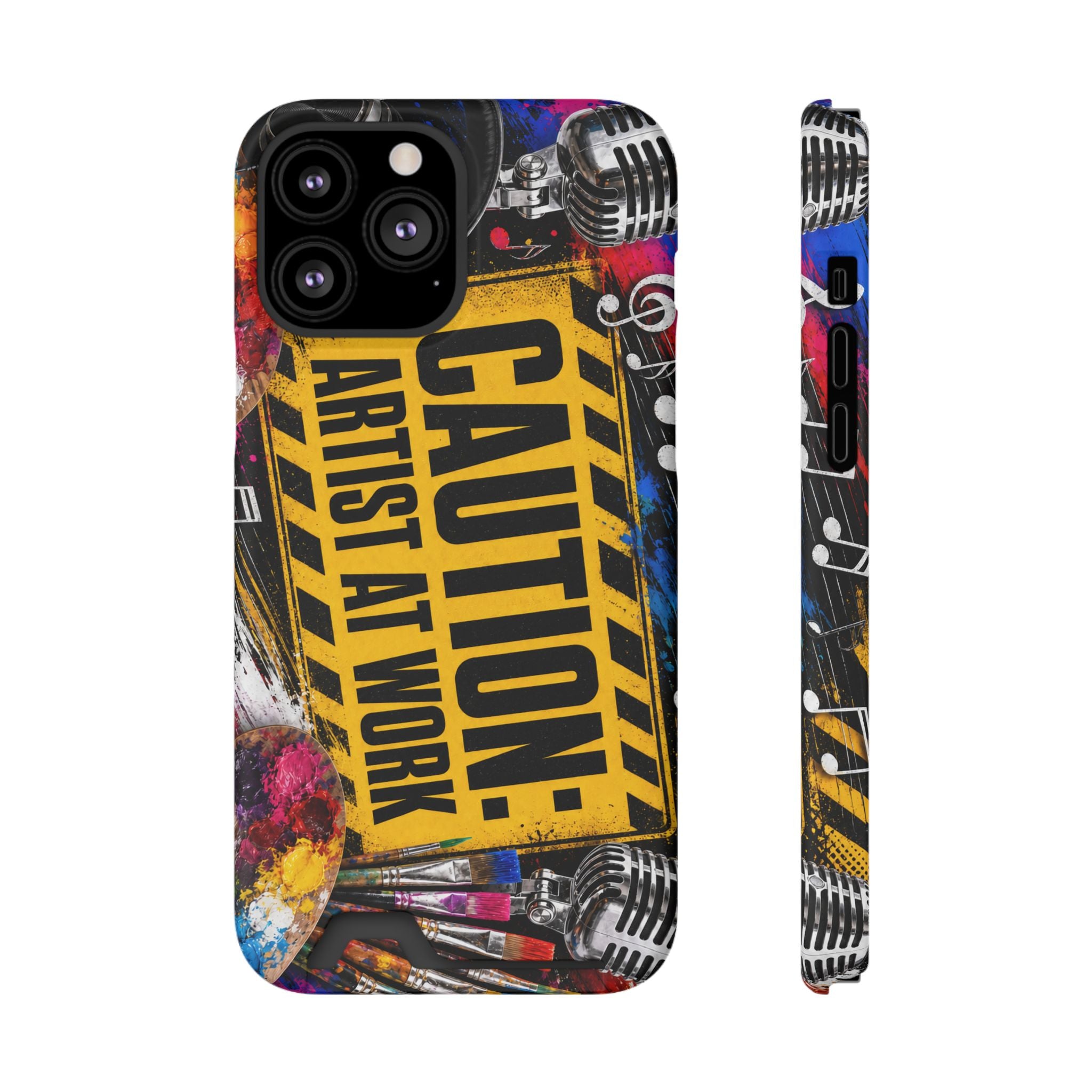 Caution Artist at Work phone case with card holder – view 14