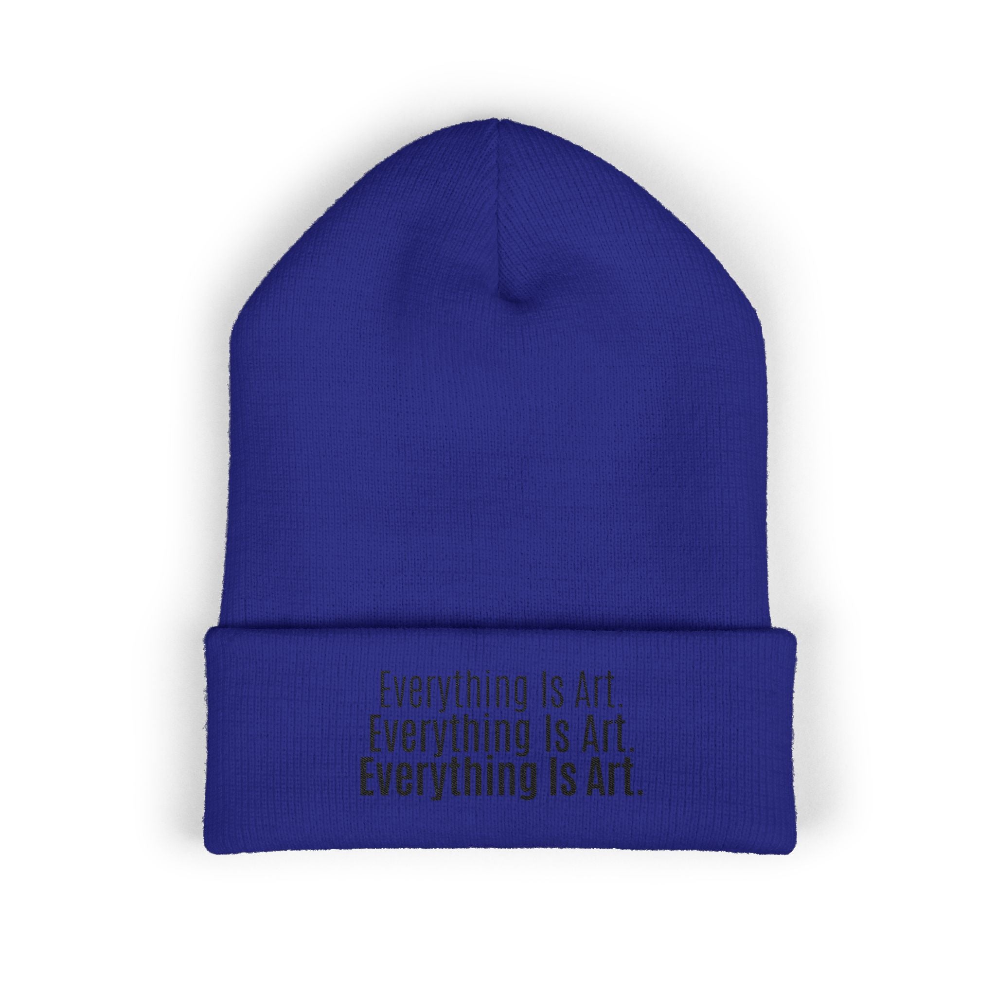 Everything Is Art cuffed beanie with black lettering – view 4