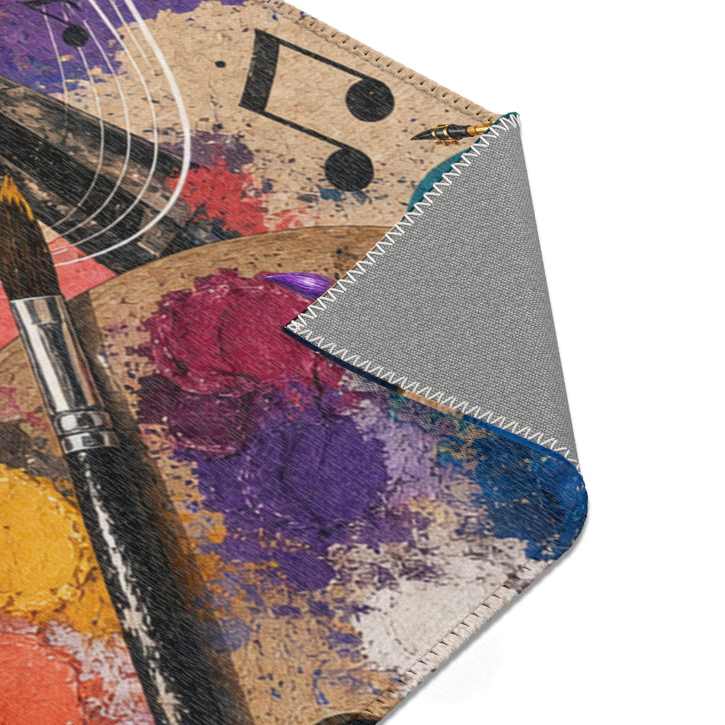 Music and art chenille area rug
