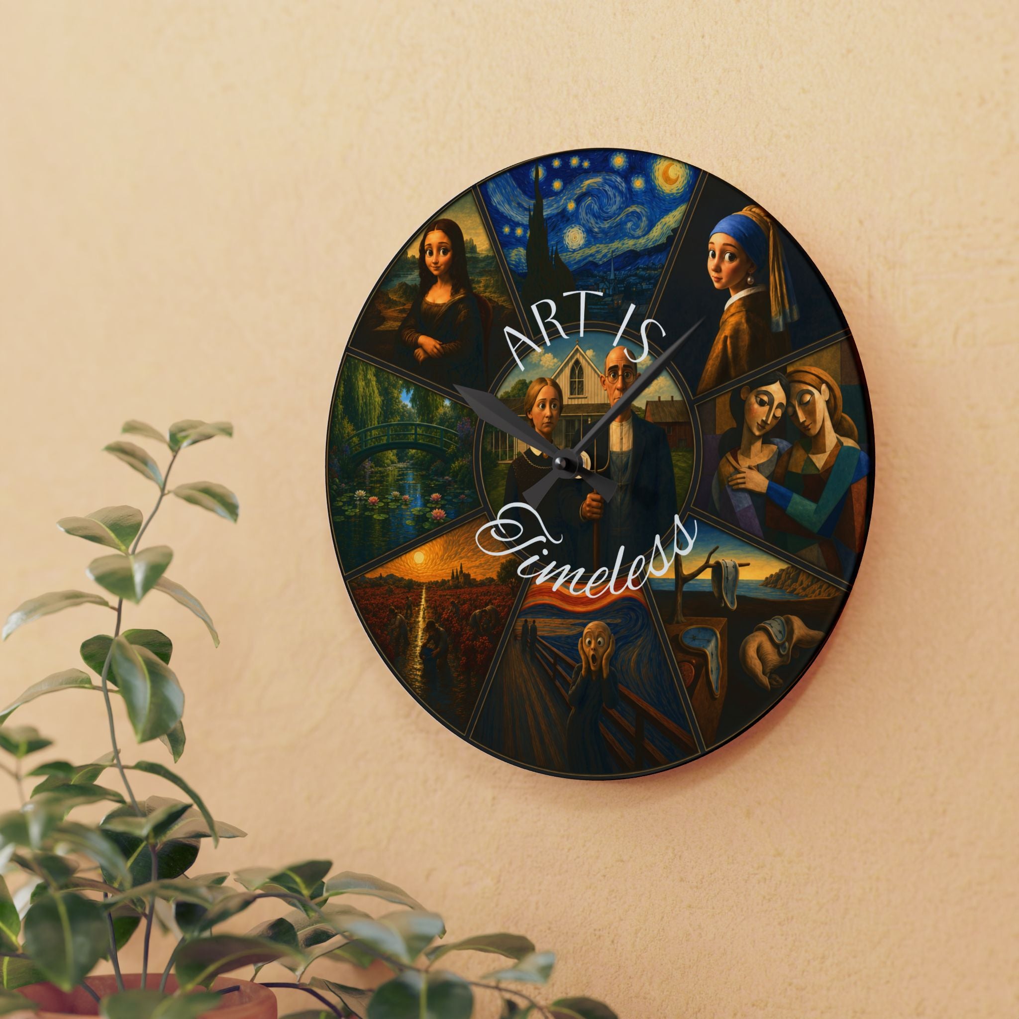 Art Is Timeless museum gallery wall clock