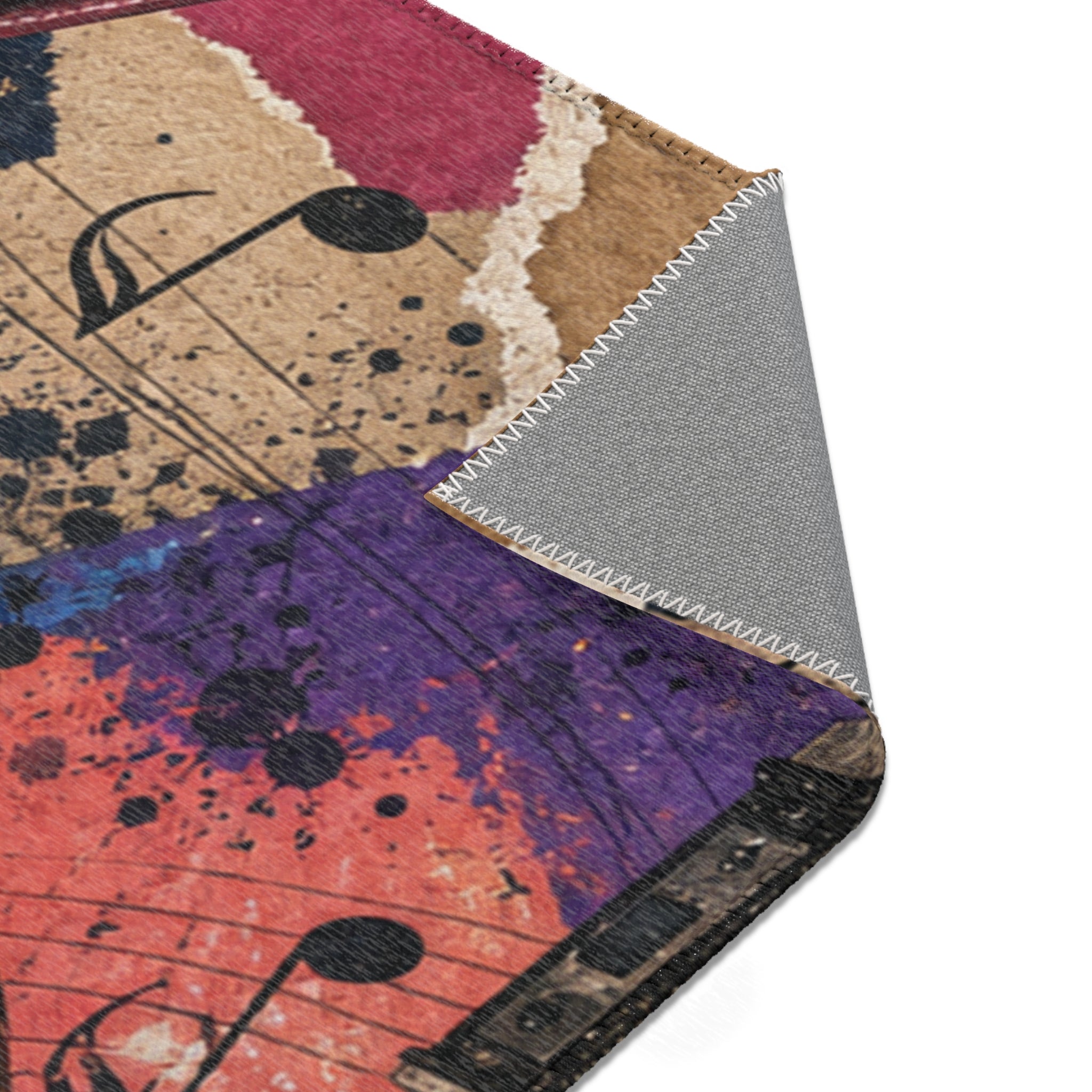 Music and art chenille area rug