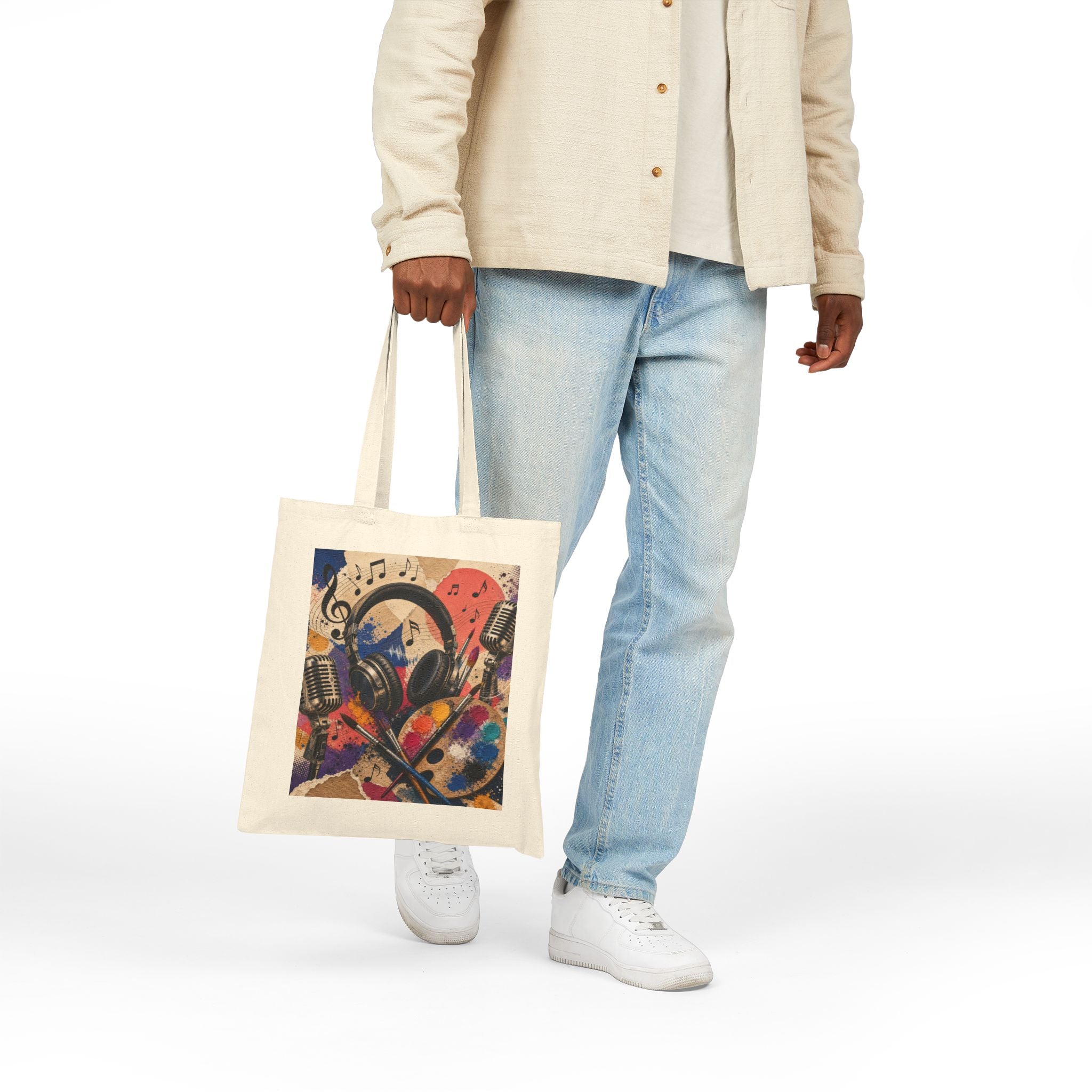Jazzy and Smooth art and music cotton canvas tote bag