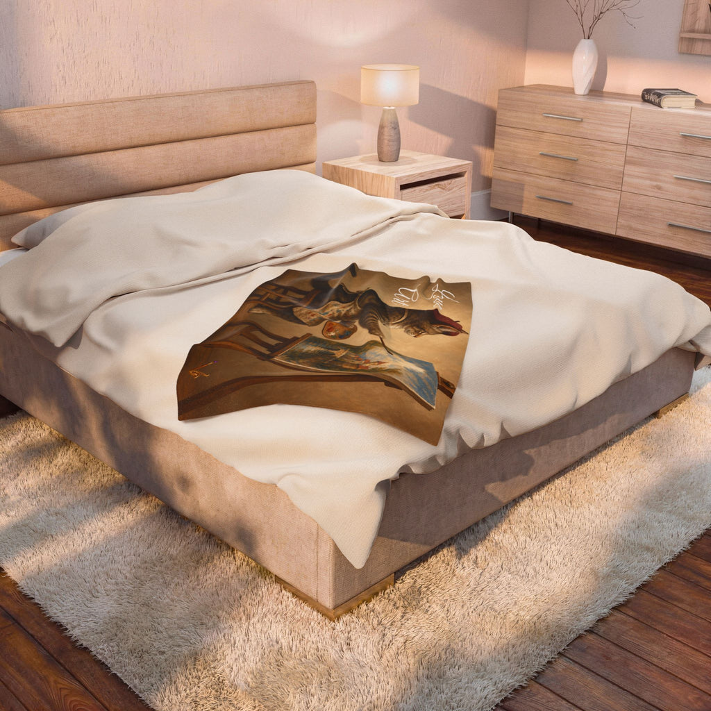 Love Art painter cat velveteen plush blanket