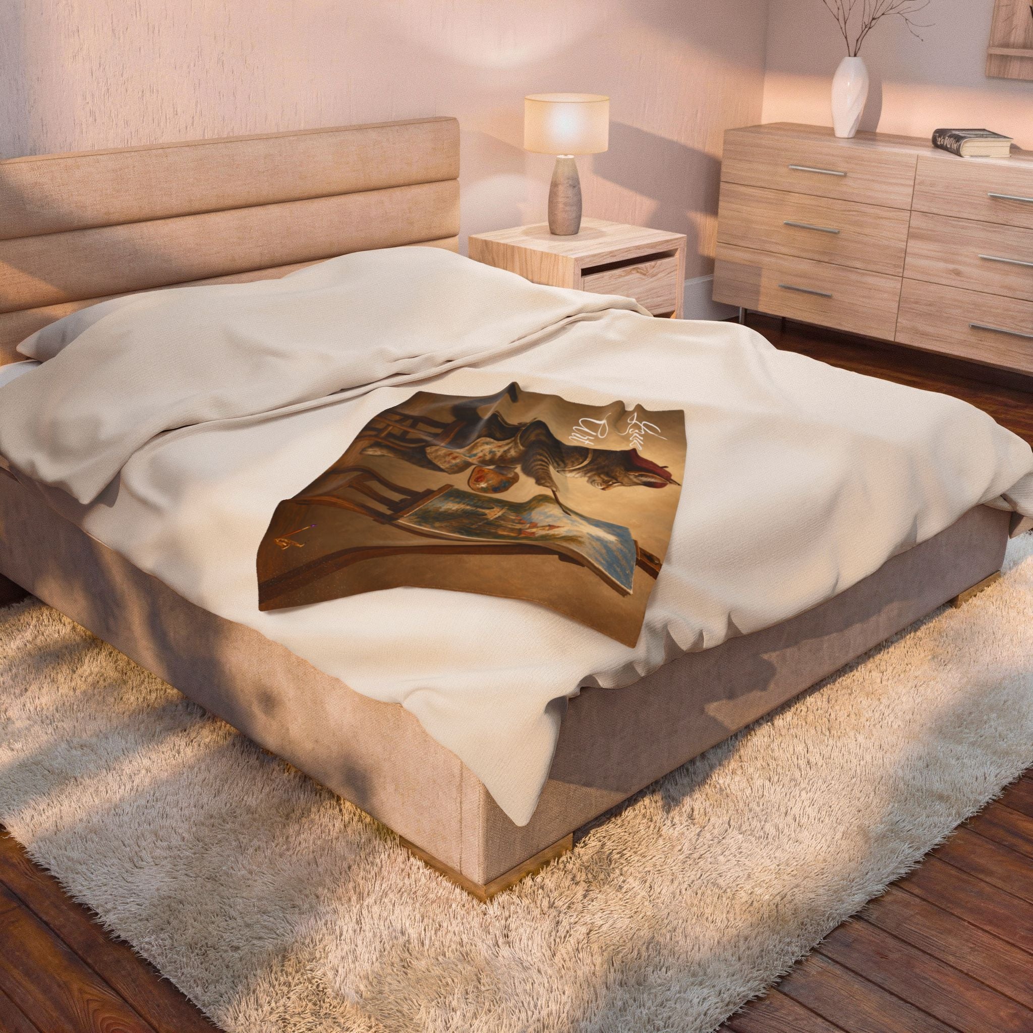 Love Art painter cat velveteen plush blanket