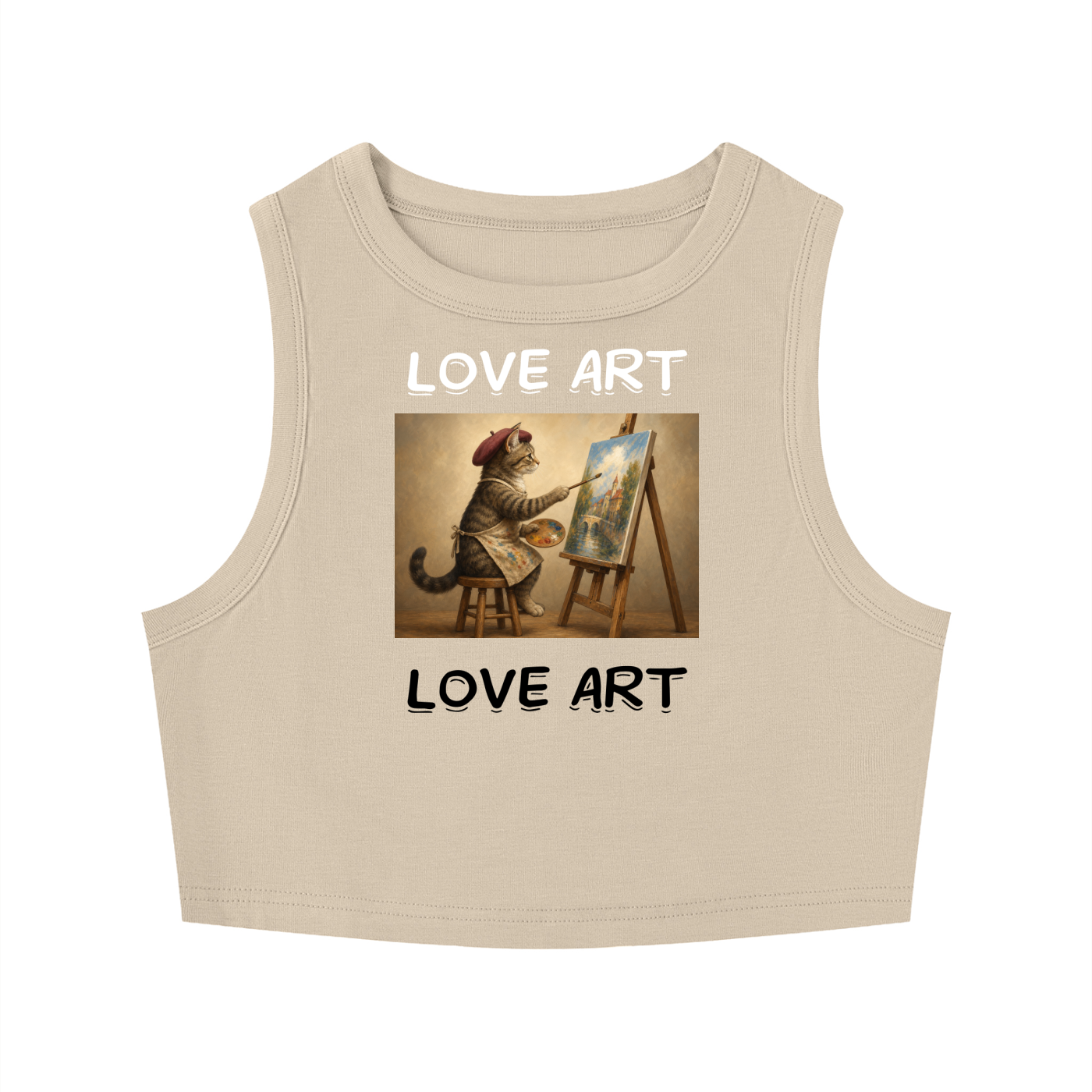 Women’s Love Art Cat Graphic Cropped Tank Top – product image 1