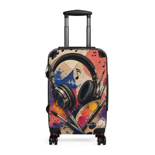 Art and music hard-shell rolling suitcase