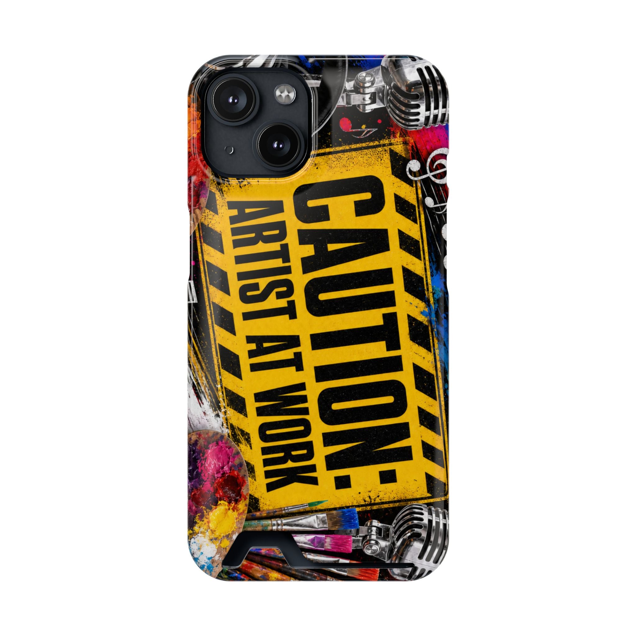 Caution Artist at Work phone case with card holder – view 31