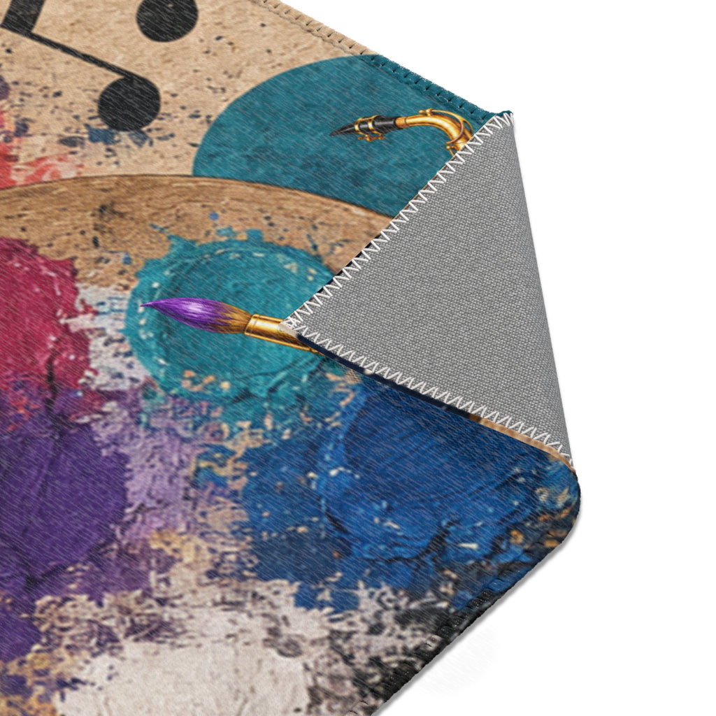 Music and art chenille area rug