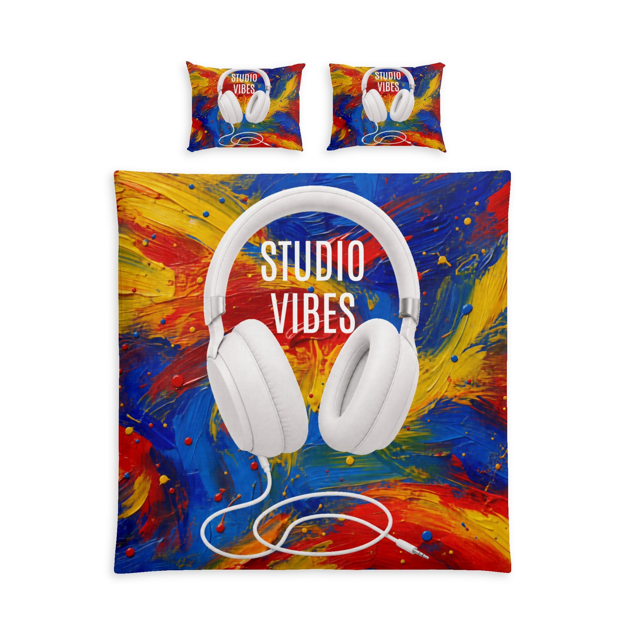 Studio Vibes colorful headphone cotton duvet cover set