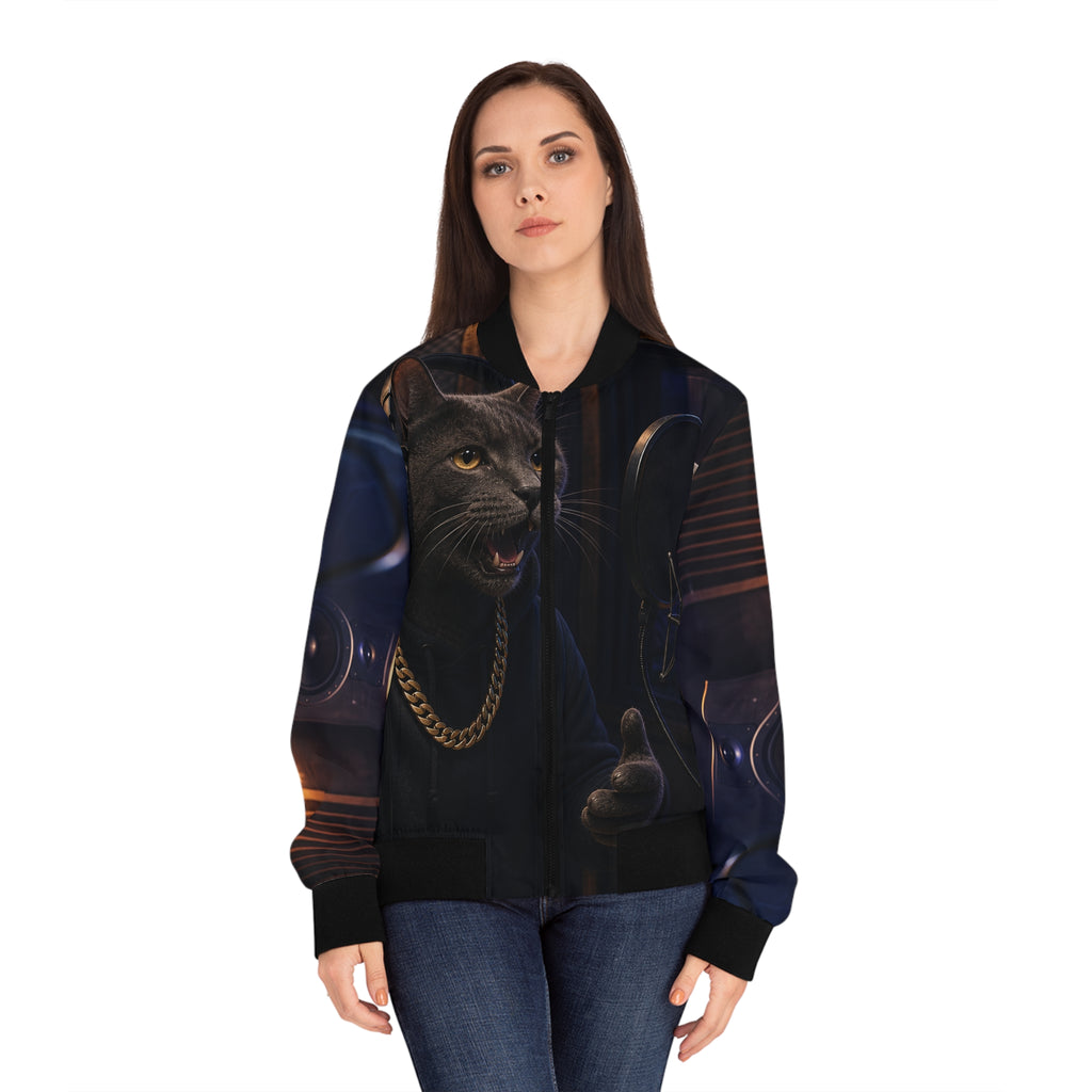 Women’s Studio Cat Music Producer Bomber Jacket – product image 4