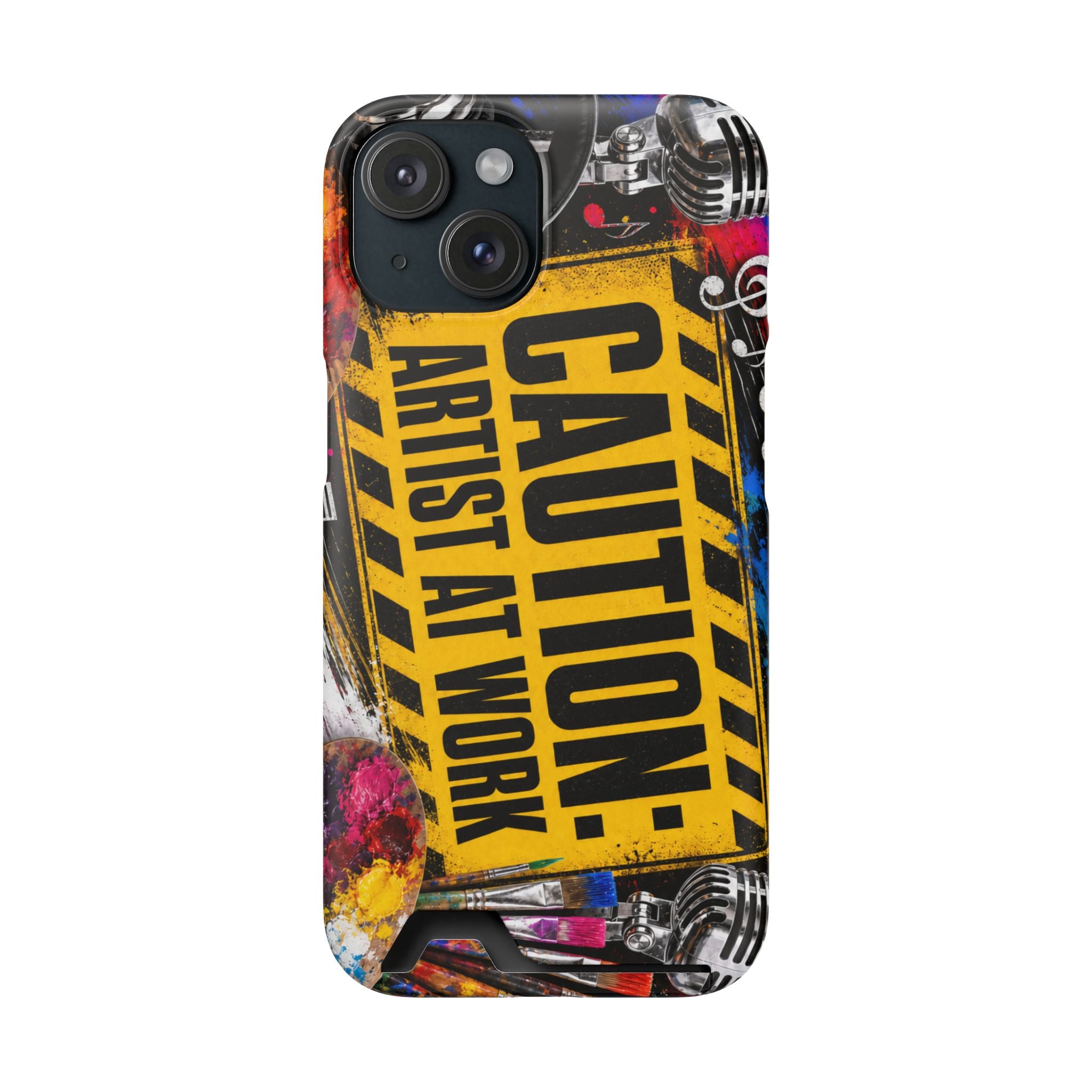 Caution Artist at Work phone case with card holder – view 36