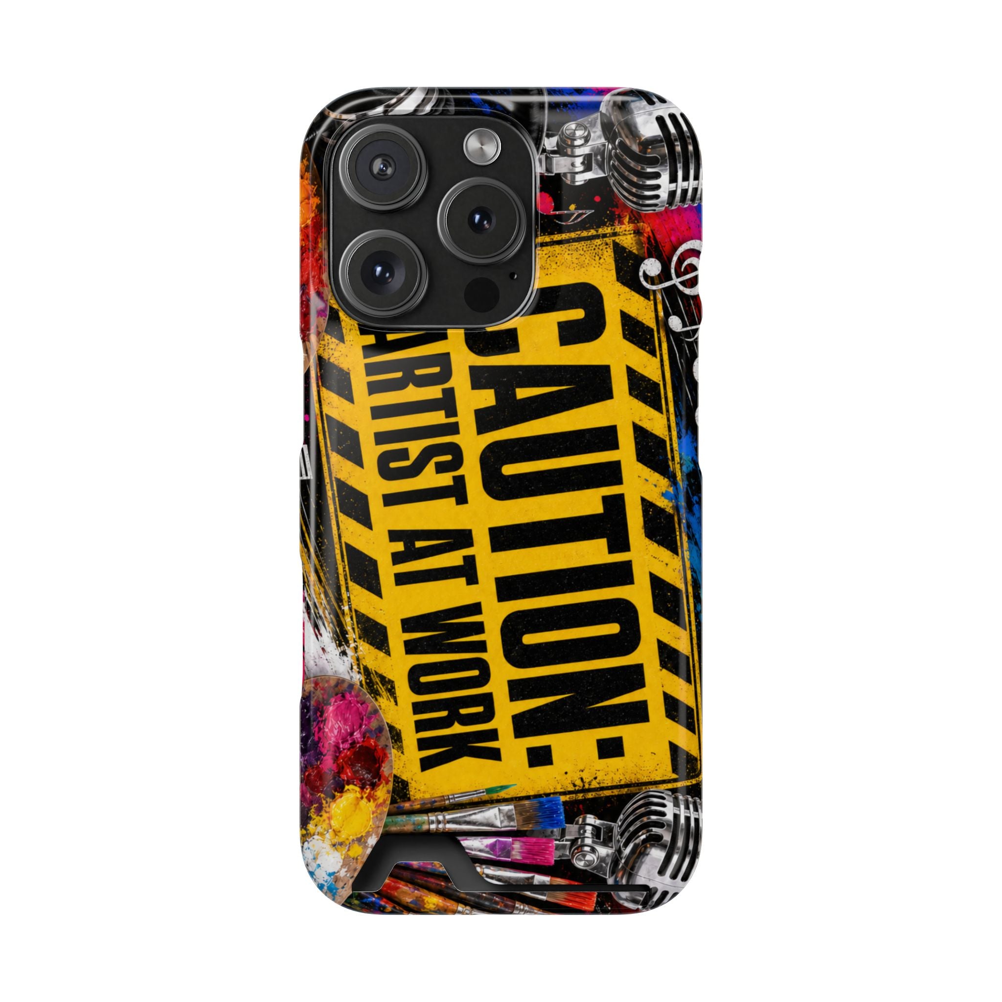 Caution Artist at Work phone case with card holder – view 45