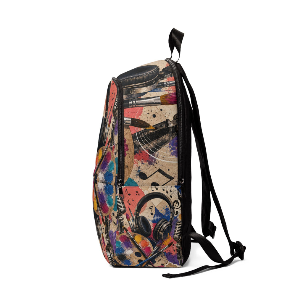 Art and music collage school backpack – view 3
