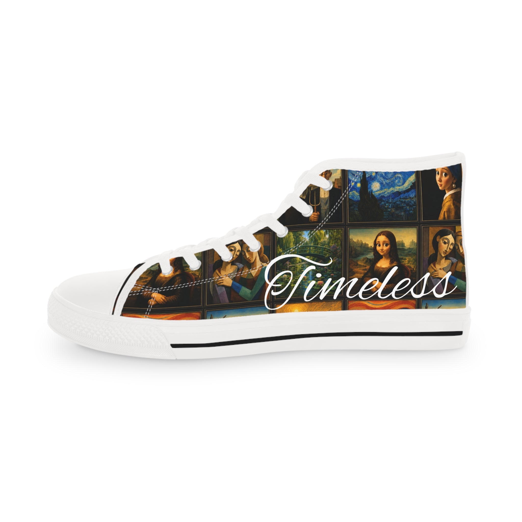 Men’s Art Is Timeless museum collage high-top sneakers
