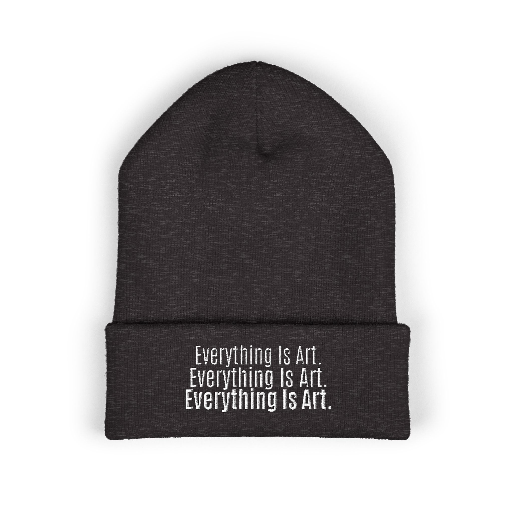 Everything Is Art cuffed beanie with white lettering – view 6
