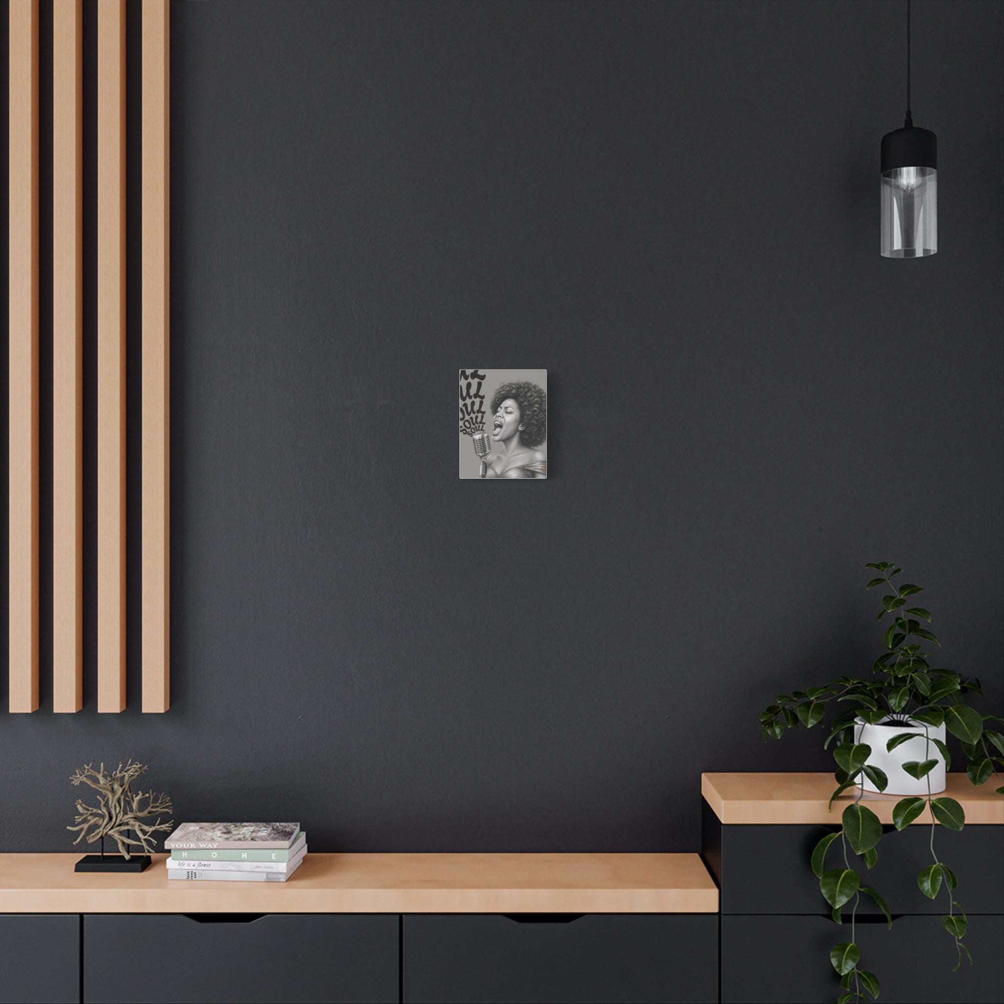 Female soul singer monochrome matte canvas wall art