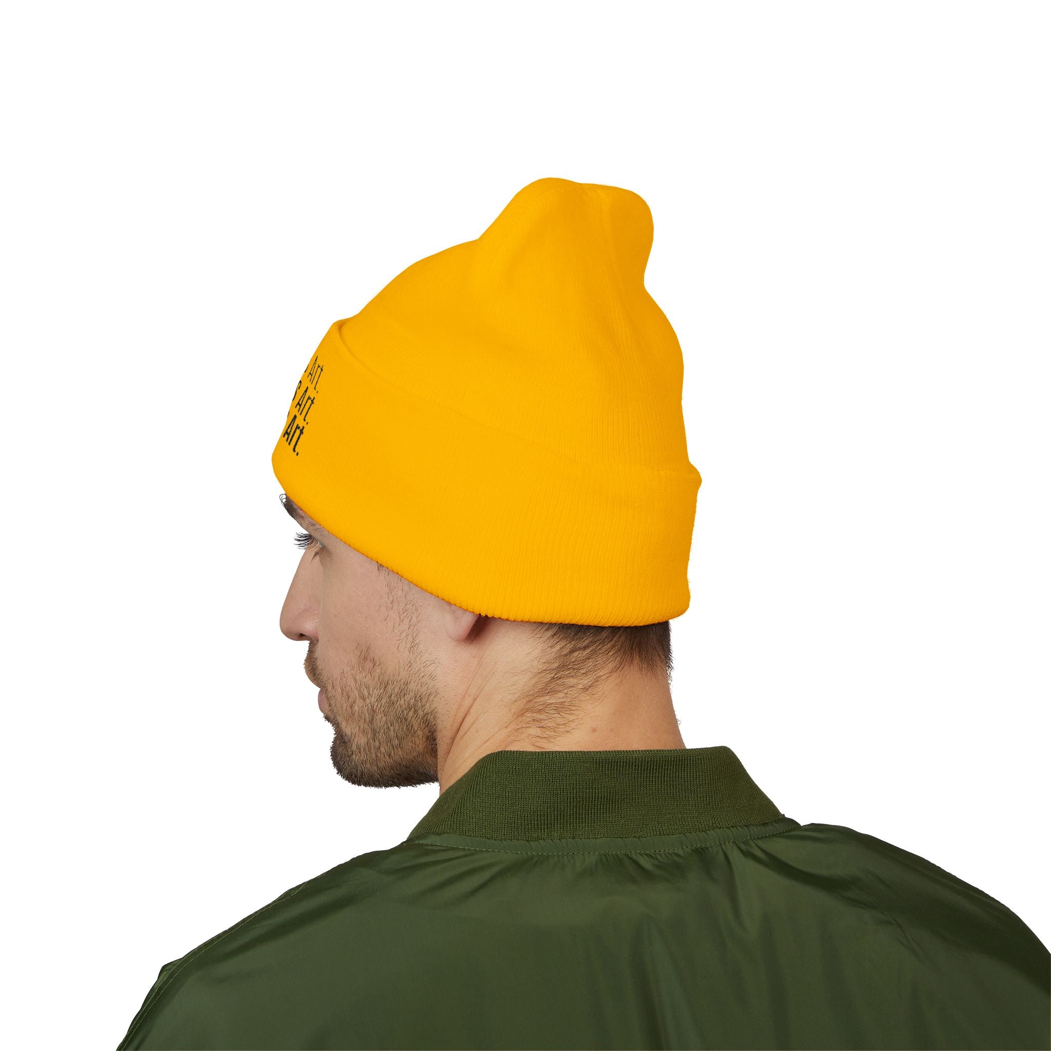 Everything Is Art cuffed beanie with black lettering – view 10