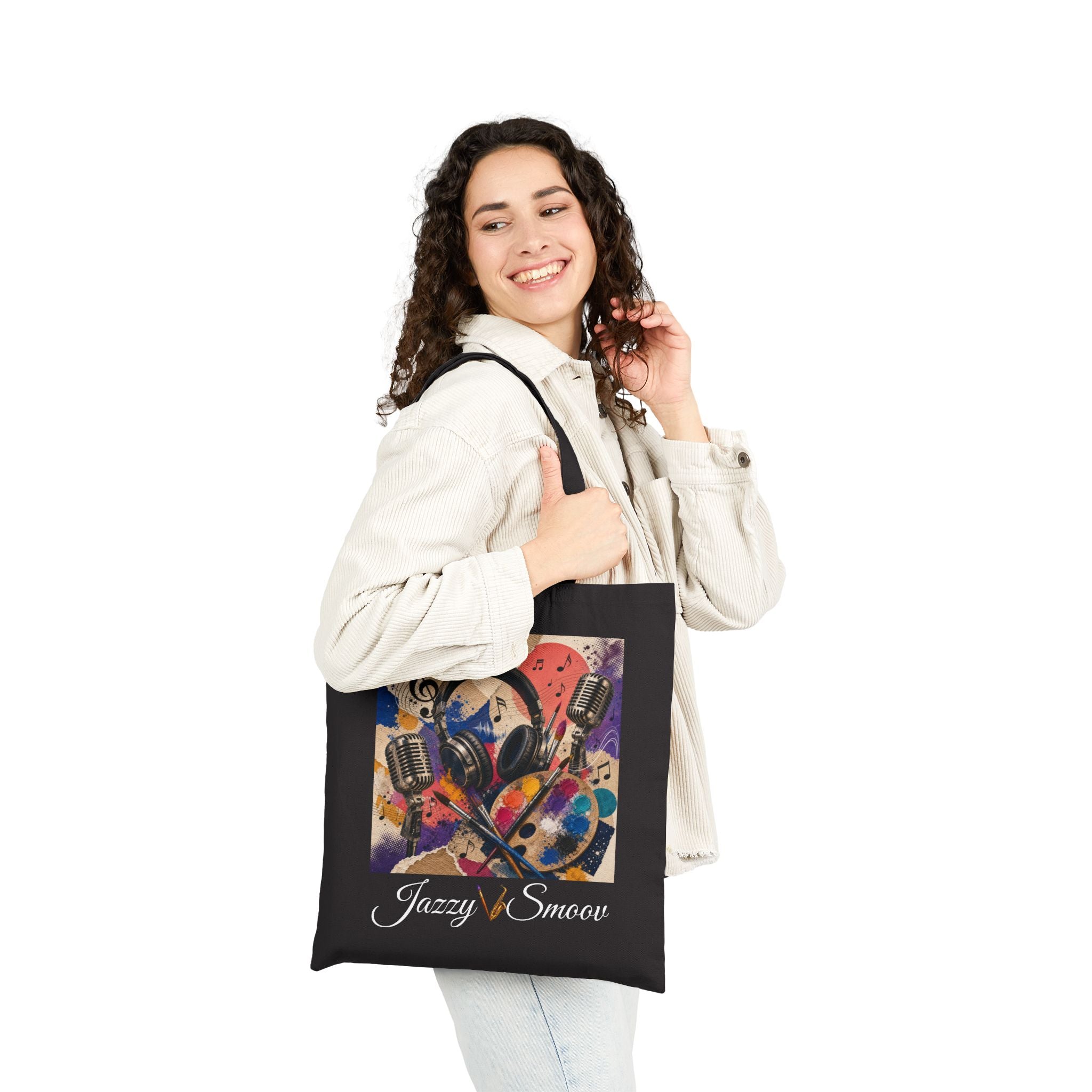 Jazzy and Smooth art and music cotton canvas tote bag
