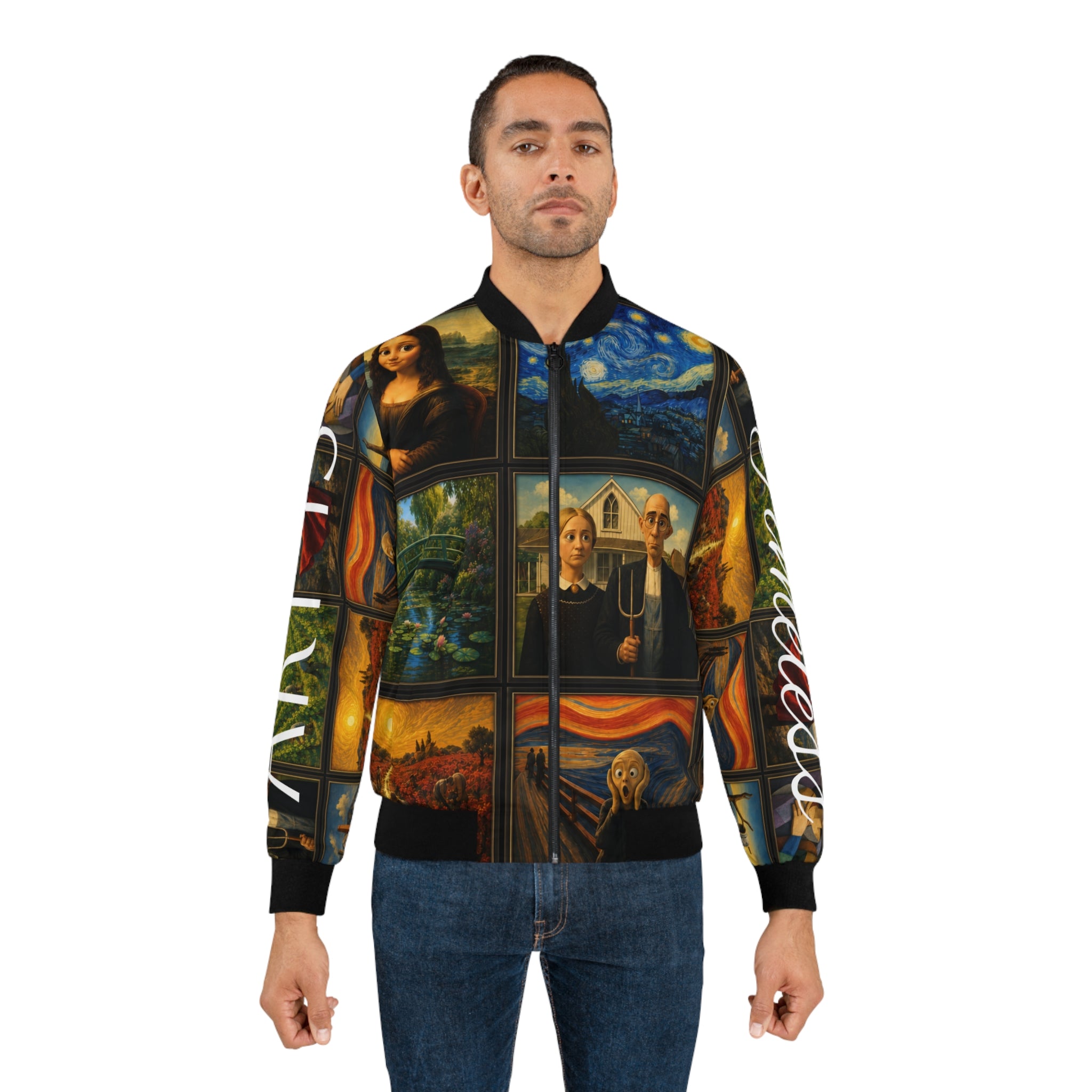 Men’s Art Is Timeless Museum Collage Bomber Jacket – product image 3
