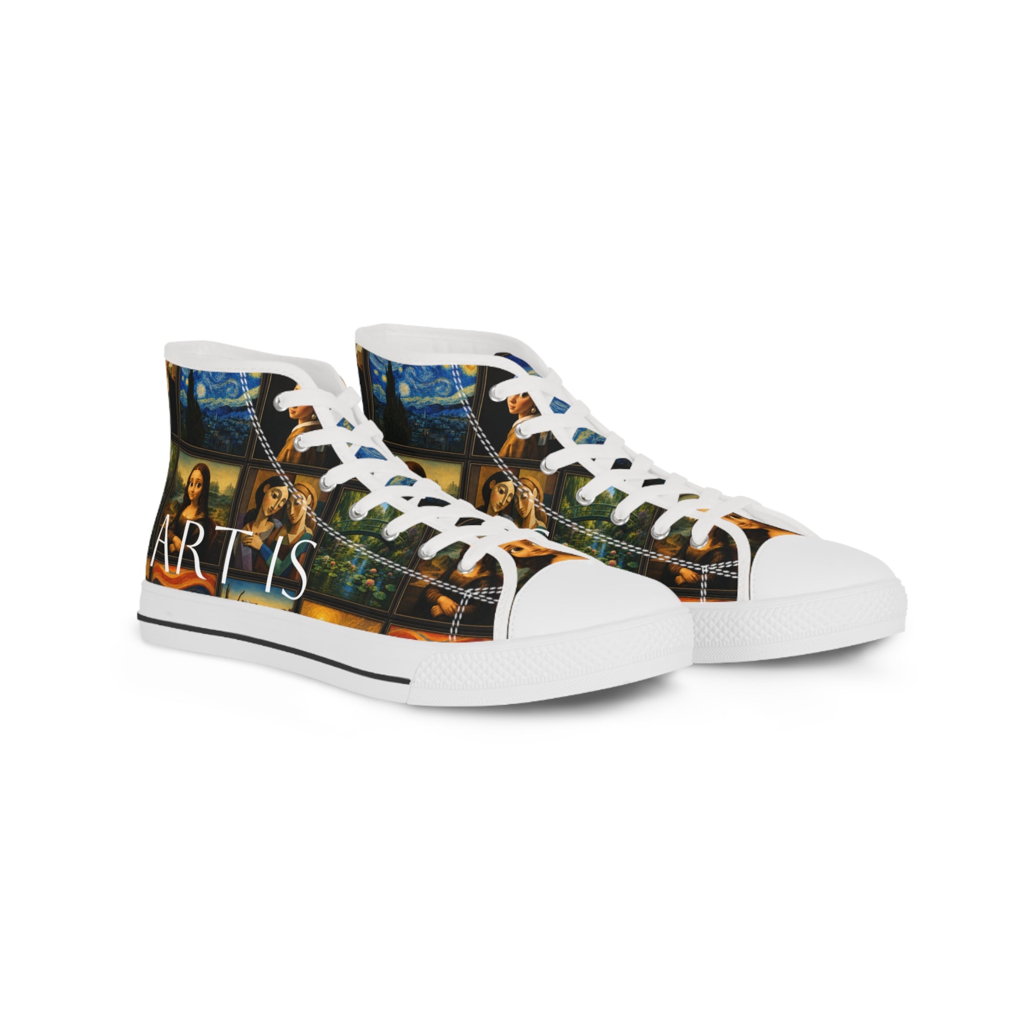 Men’s Art Is Timeless museum collage high-top sneakers