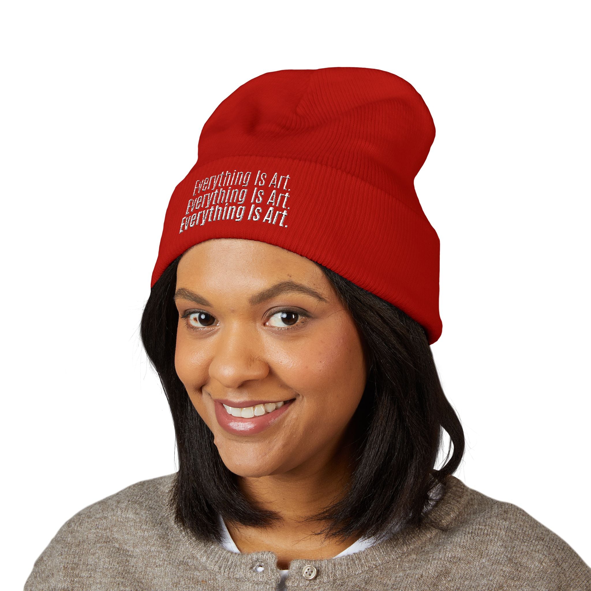 Everything Is Art cuffed beanie with white lettering – view 28