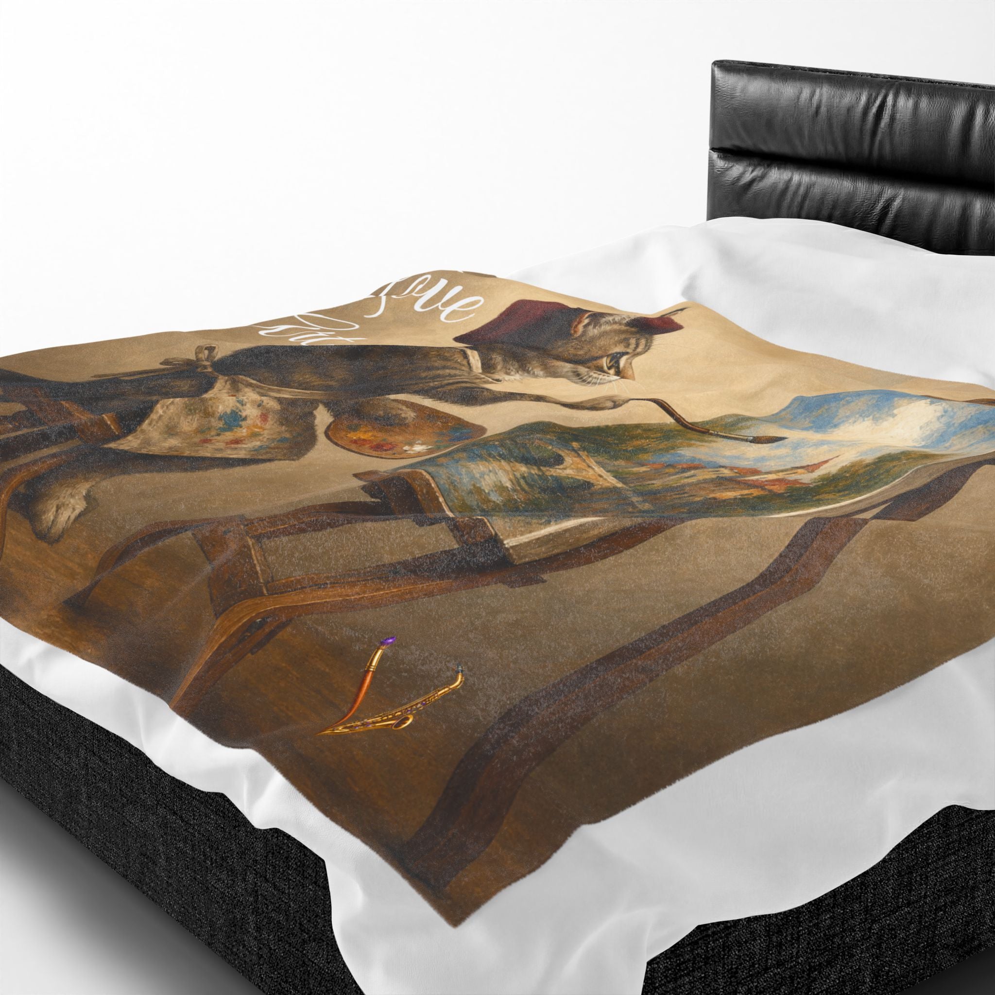 Love Art painter cat velveteen plush blanket