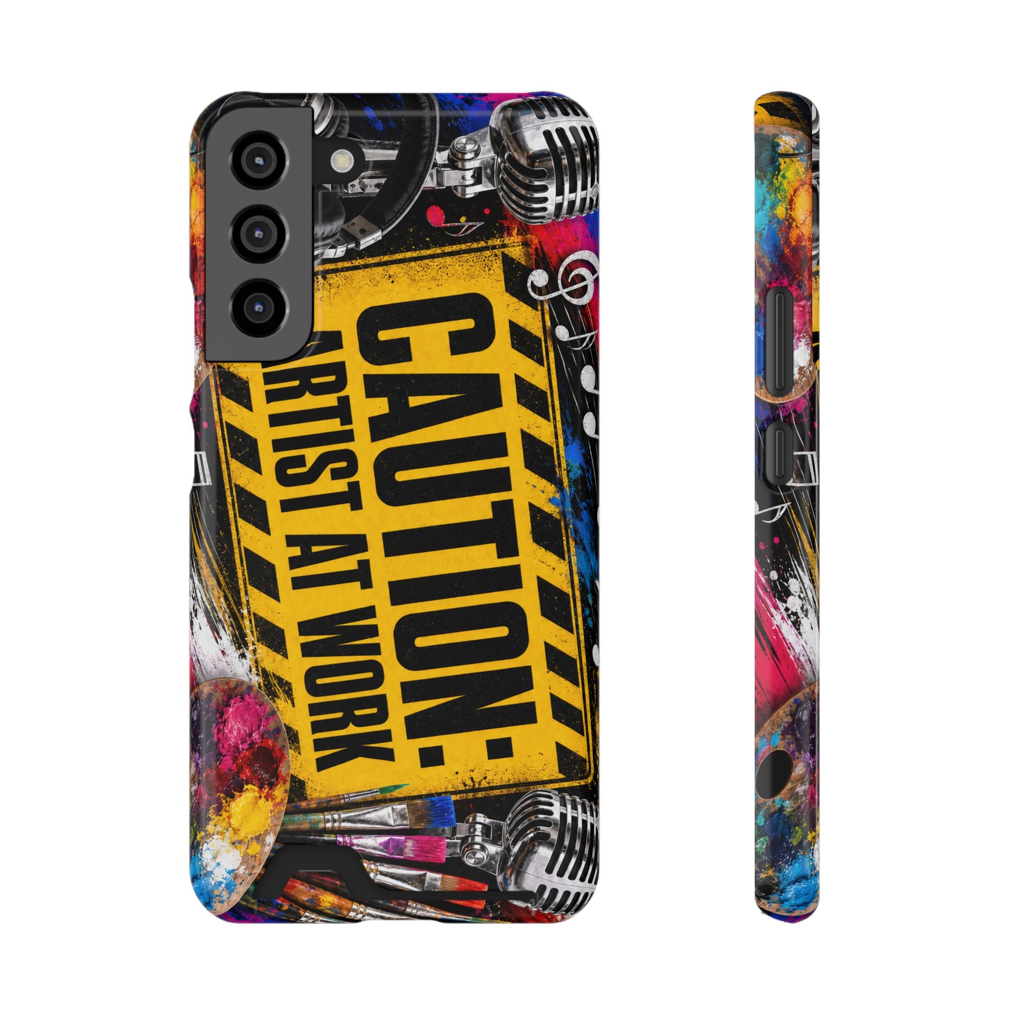 Caution Artist at Work phone case with card holder – view 3